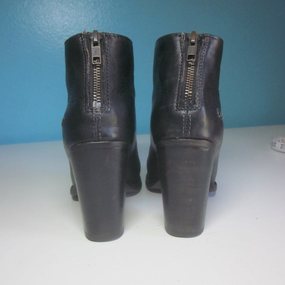 Bed Stu Bed Stu Bench Made Womens Size 8 Peep Toe Black Leather Boots 38.5 EU 3.5" Heel Size US 8 / IT 38 - 3 Thumbnail