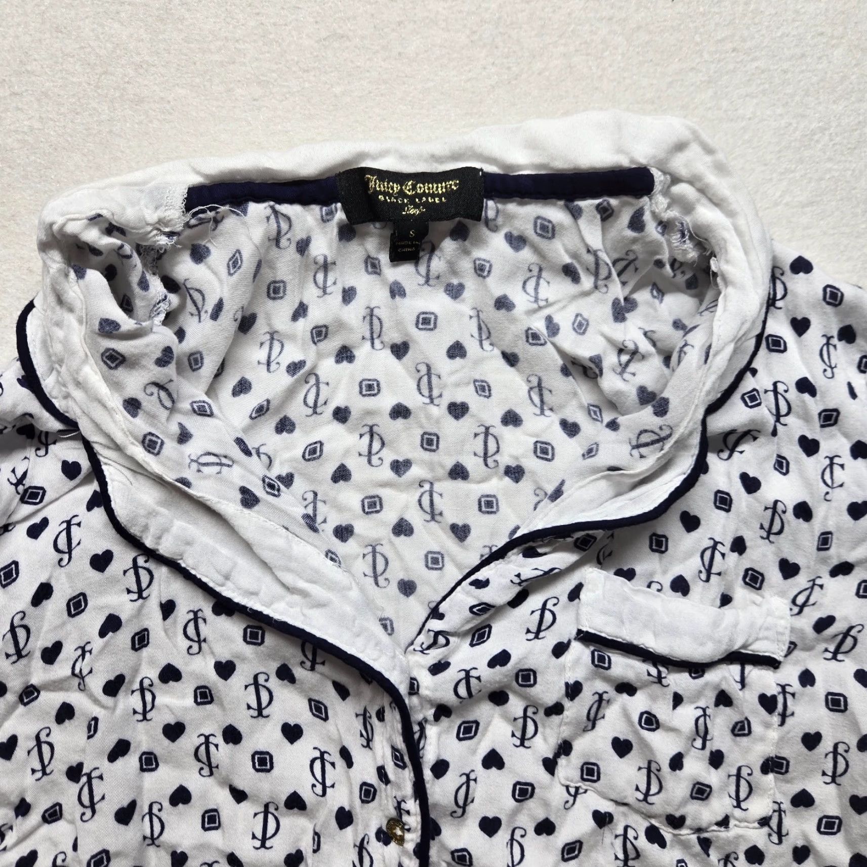 Juicy Couture Juicy Couture Shirt Women's S White Collared Button Up Pajama Sleepwear Sleepshirt Short Sleeve 90s? Size S / US 4 / IT 40 - 2 Thumbnail
