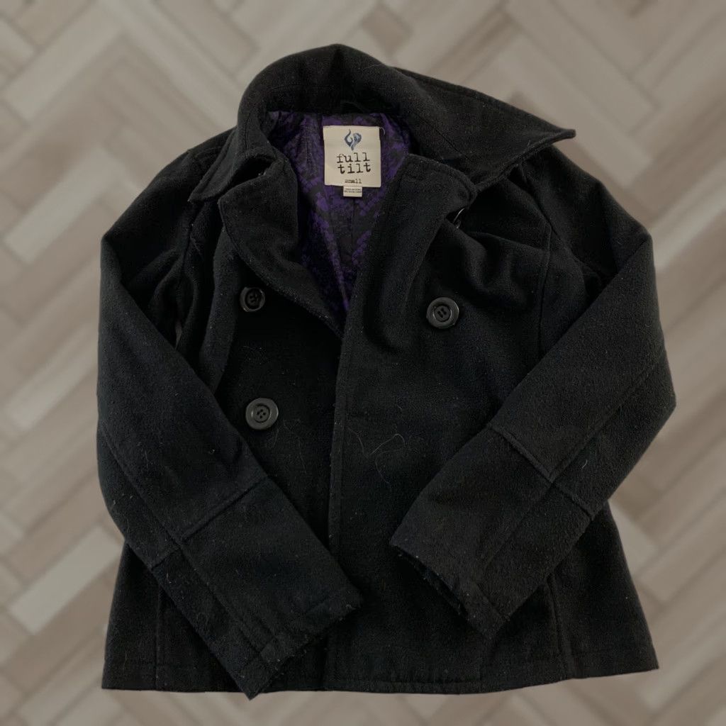 Vintage VINTAGE Full Tilt Pea Coat Jacket Women's S Solid Black Size S / US 4 / IT 40 - 1 Thumbnail