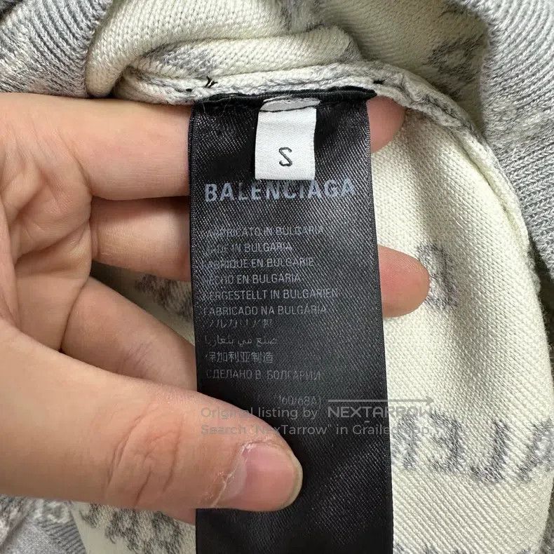 Balenciaga Balenciaga All-over print LOGO white and grey wool-knit sw Size US S / EU 44-46 / 1 - 5 Thumbnail