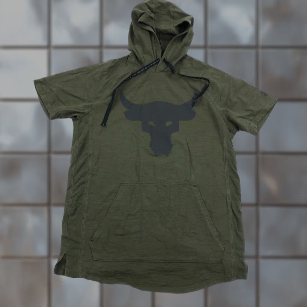 Under Armour Under Armour Project Rock Hoodie Shirt Mens Small Charged Cotton Green Crew Neck Pullover with Hooded Pockets Gym Workout Short Sleeve Size US S / EU 44-46 / 1 - 1 Thumbnail