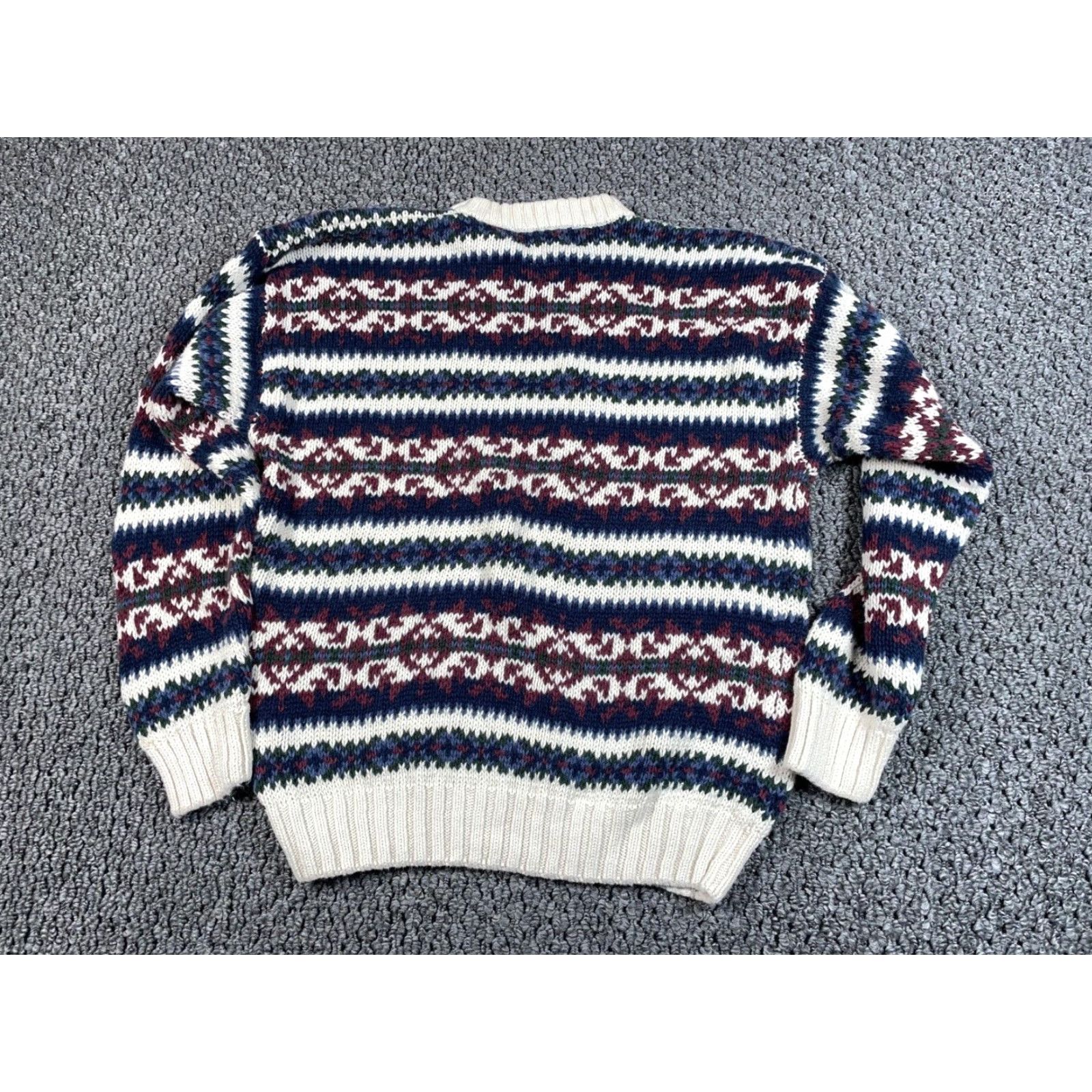 Vintage VINTAGE 90s Chunky Knit Geometric Pattern Sweater Adult Medium Beige Heavyweight Casual Mens Size US M / EU 48-50 / 2 - 2 Thumbnail