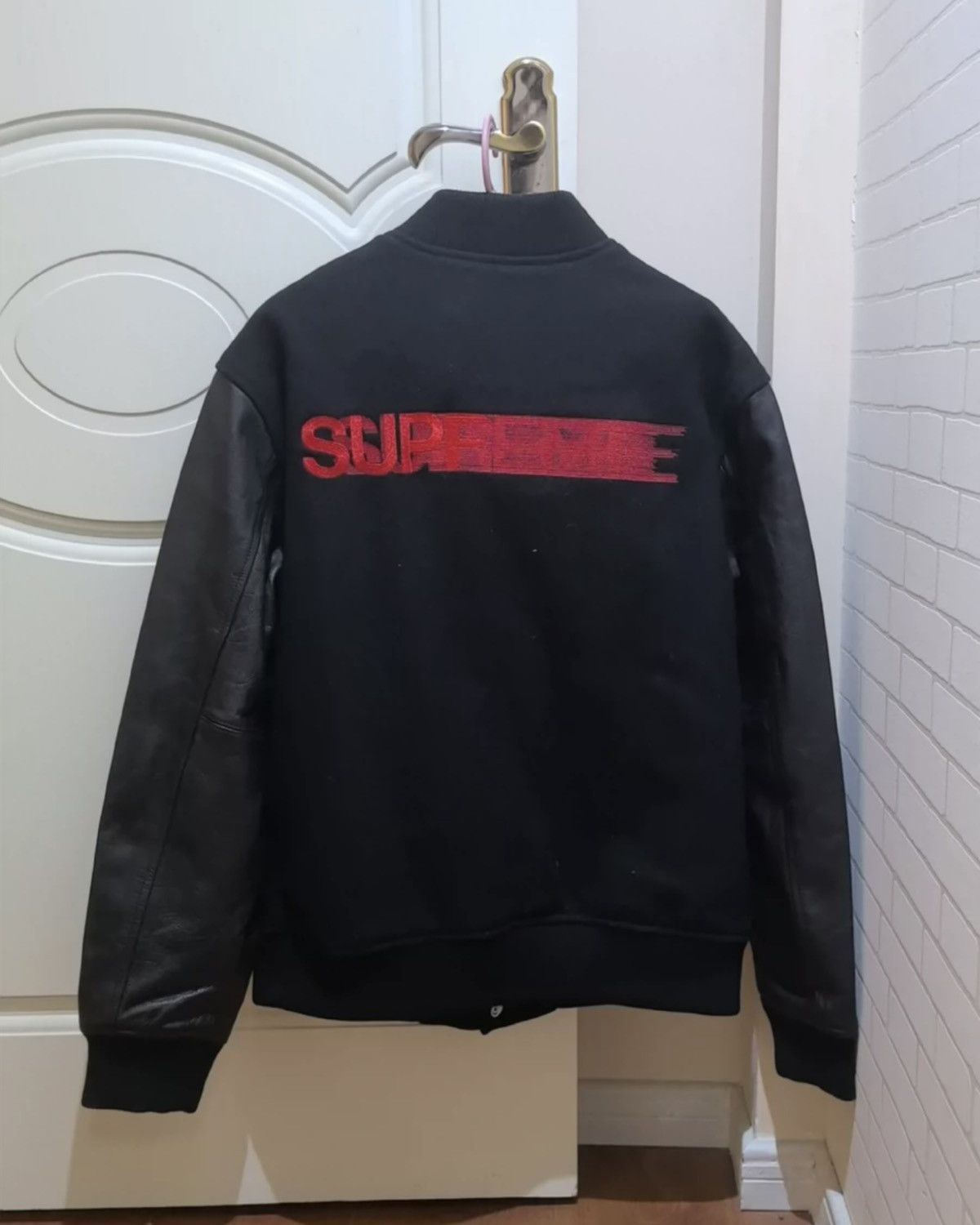 Supreme Motion Logo Varsity Jacket | Grailed