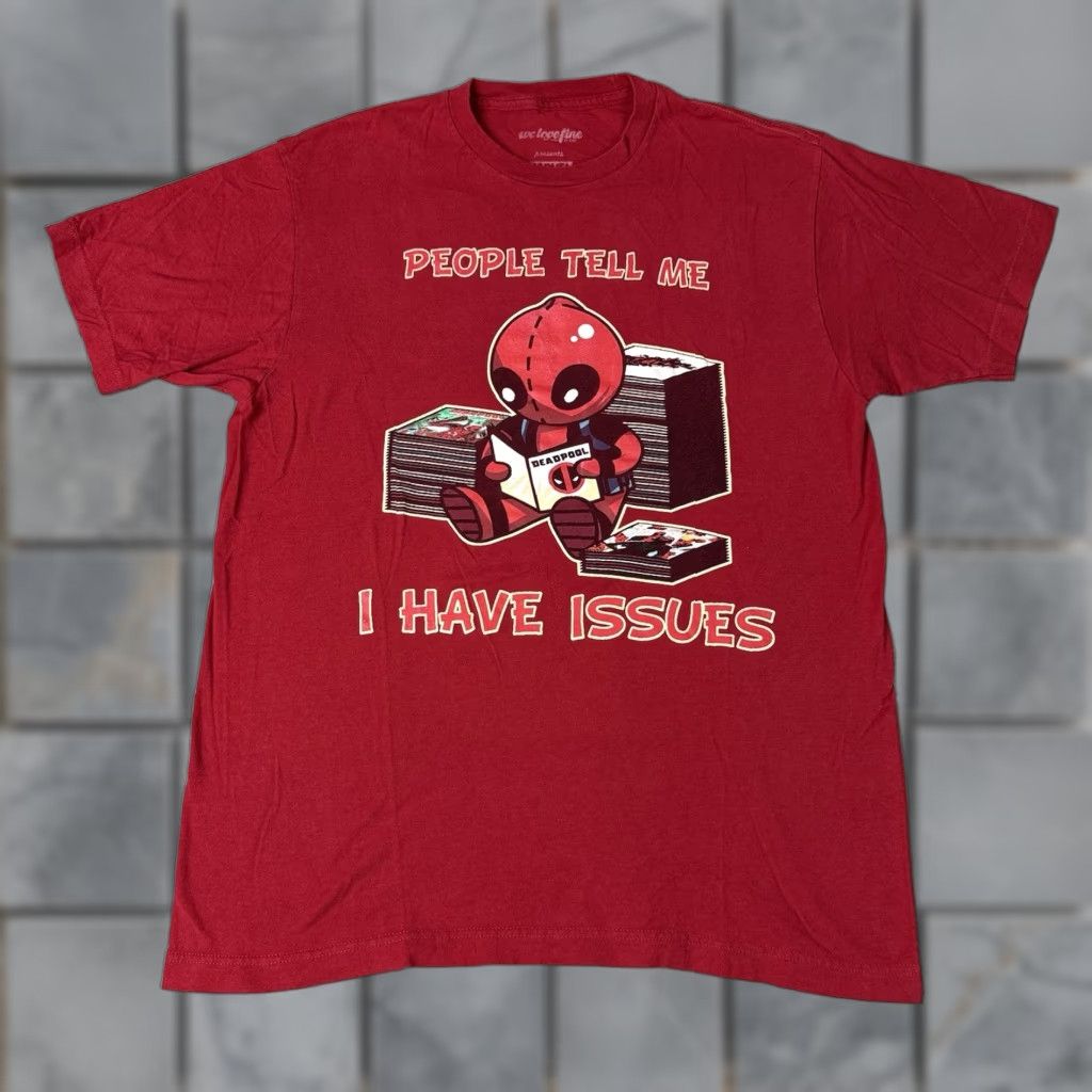 Vintage Marvel Deadpool T Shirt Mens L Red Crew Neck Short Sleeve Jersey Cotton Graphic Print Love 90s? No, not 90s since unknown. Size US L / EU 52-54 / 3 - 1 Thumbnail