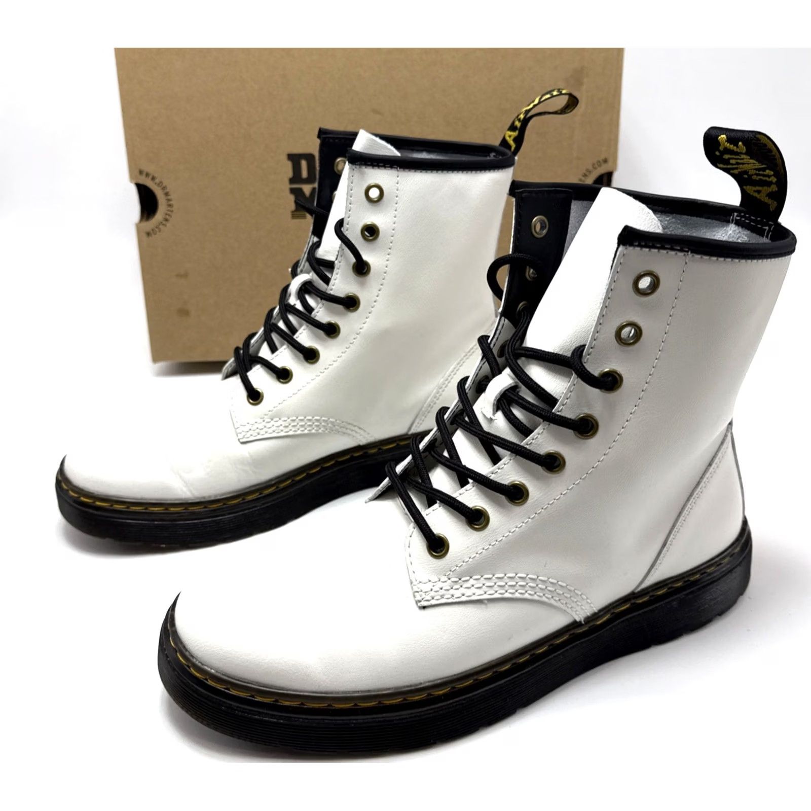 Dr. Martens Dr. Martens Zavala White Smooth Leather Combat Boots Womens Size 10 Boots Casual Womens 90s City Outdoor Retro Combat Boot Vel Azaw Size US 8 / IT 38 - 2 Thumbnail