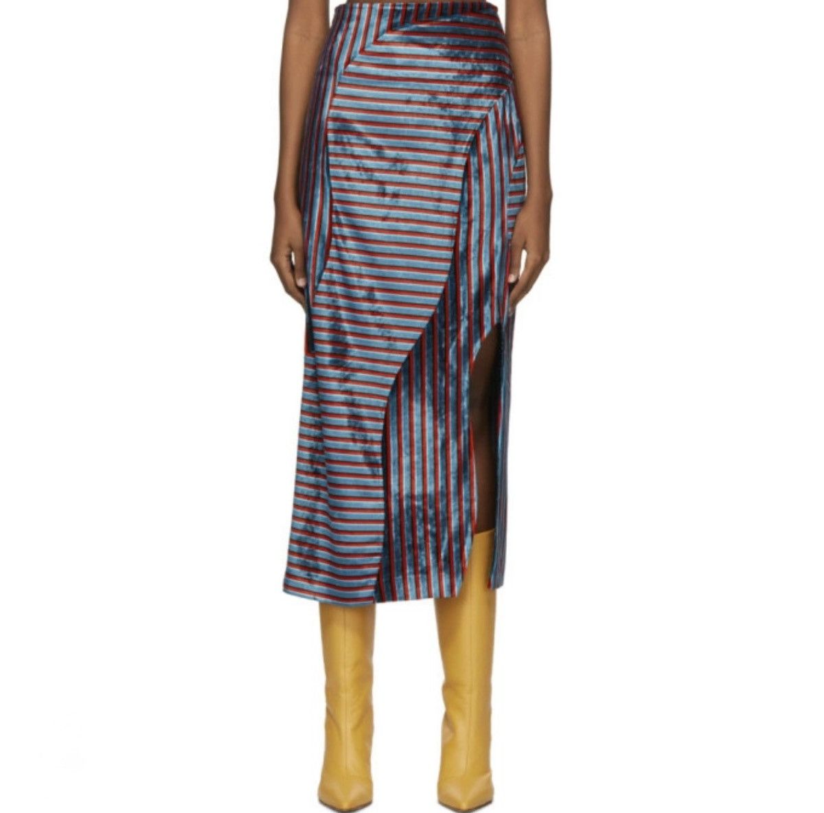 Eckhaus Latta Eckhaus Latta Red & Blue Velvet Wave Skirt Size 27" / US 4 / IT 40 - 5 Thumbnail