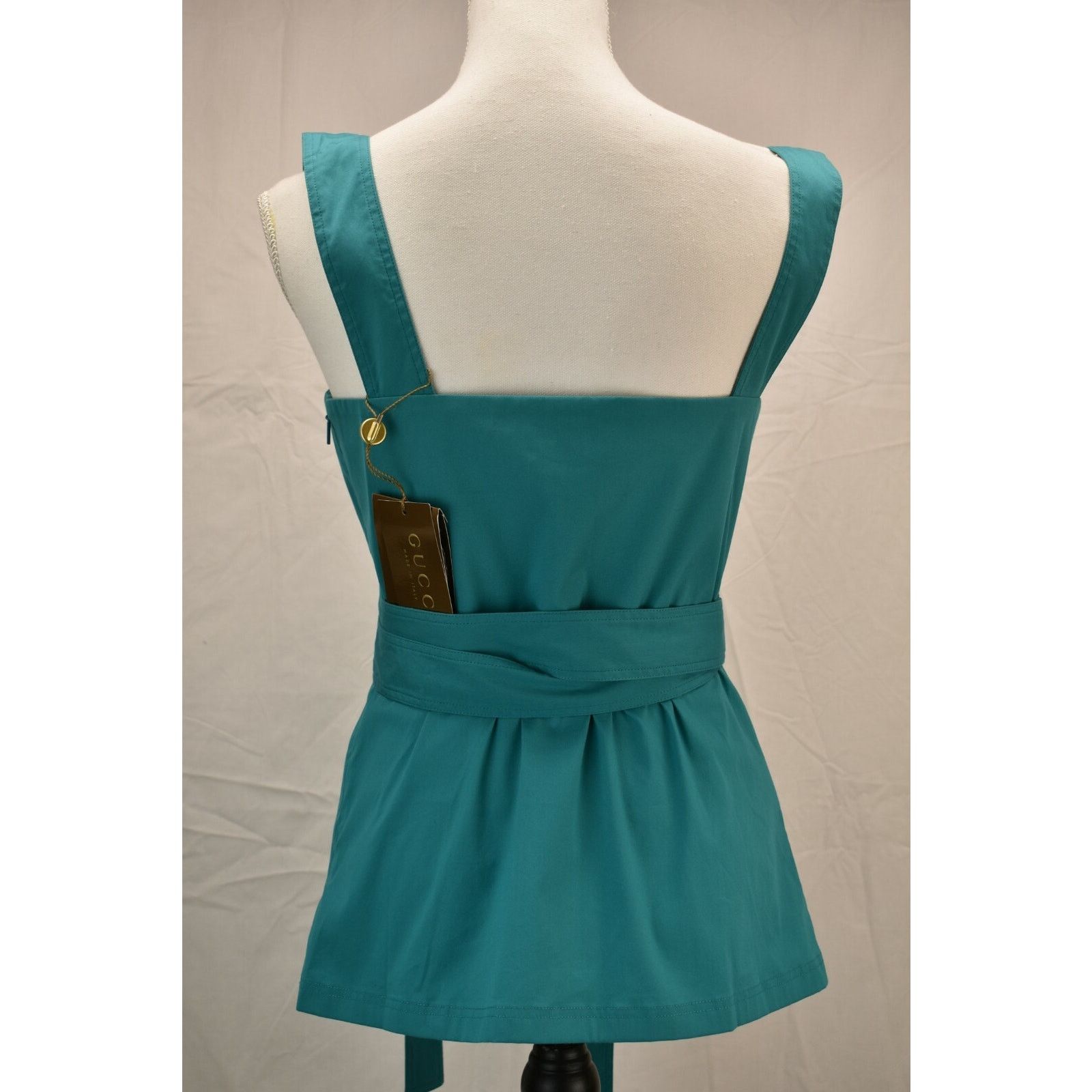 Gucci GUCCI GREEN COTTON STRAP BELTED ZIP HOLTER DRESS TOP 42 / M Size M / US 6-8 / IT 42-44 - 2 Thumbnail