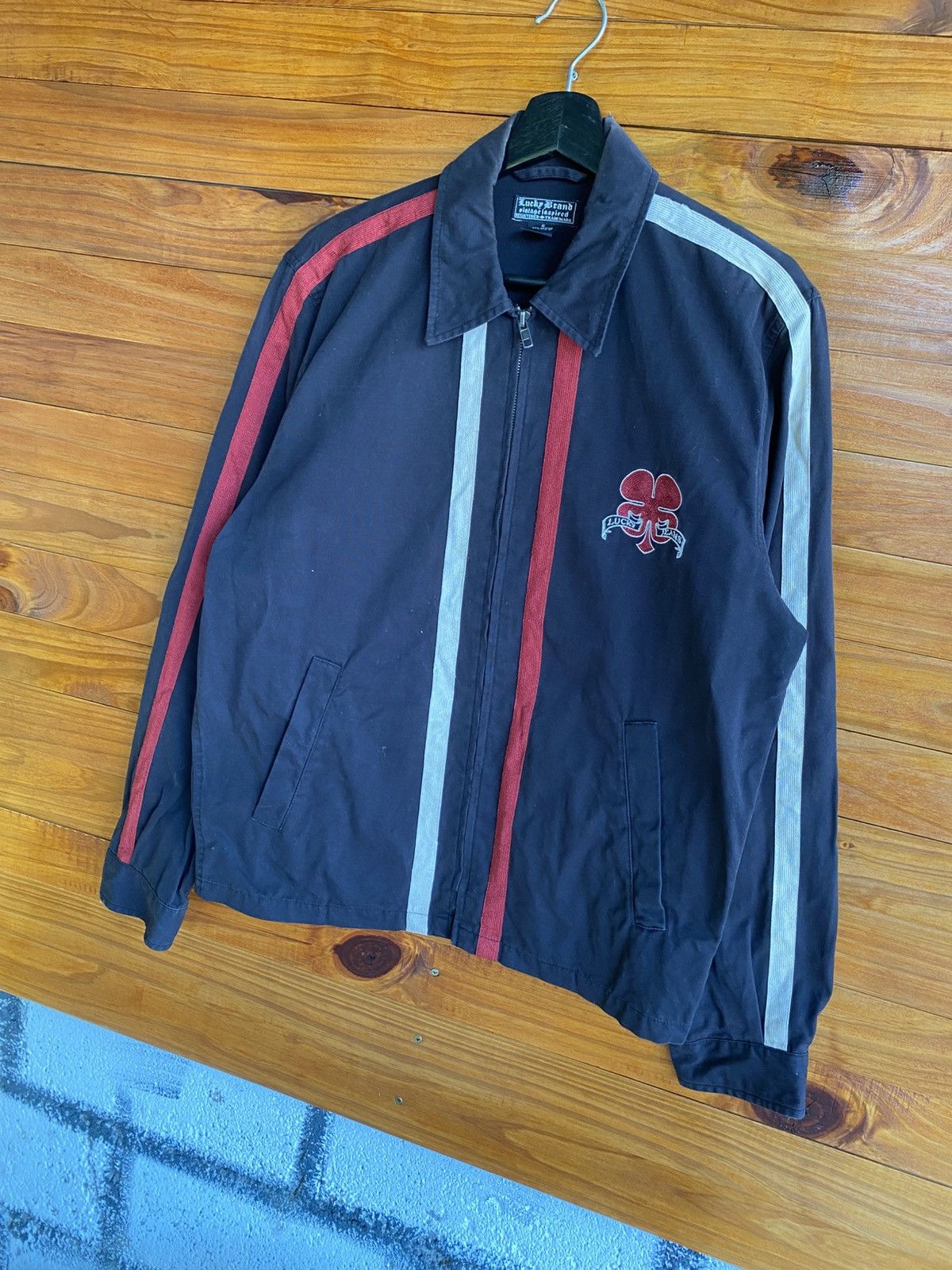 Lucky Brand Lucky Brand Black Cotton Jacket Red & White Racing Stripes Size US S / EU 44-46 / 1 - 4 Thumbnail