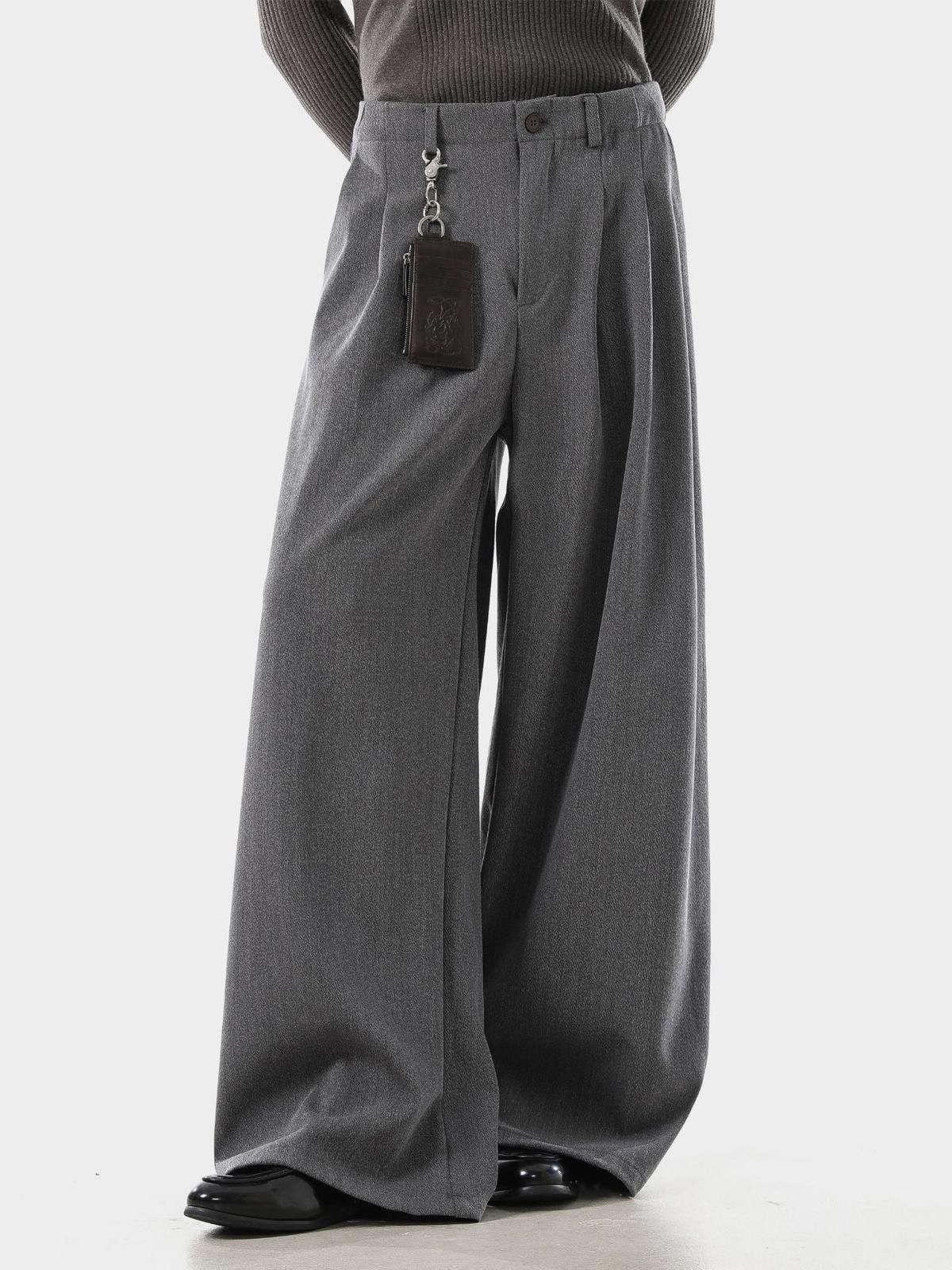 Japanese Brand Gray Wide Leg Pants, Loose Fit Trousers Size US 32 / EU 48 - 2 Thumbnail