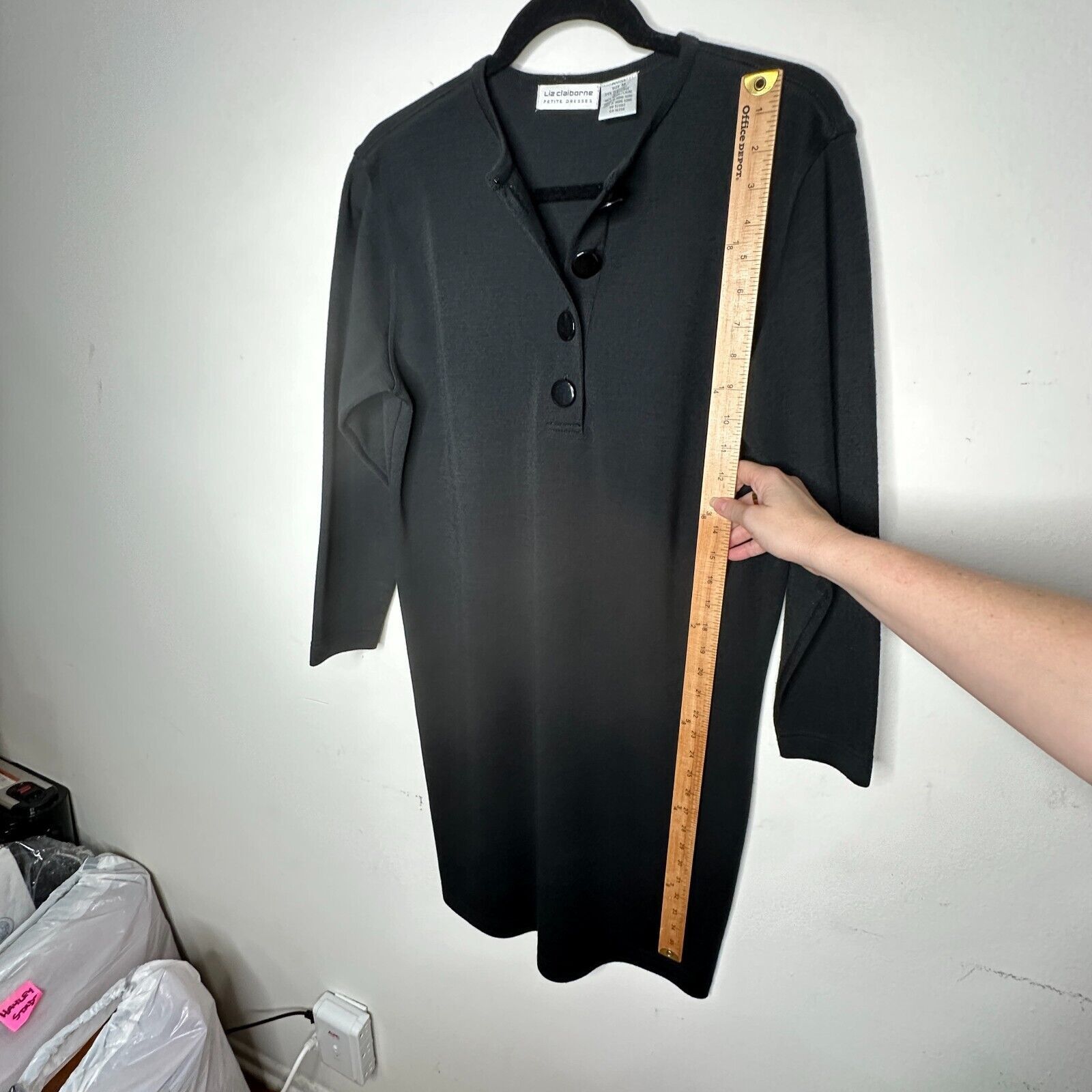 Other Liz Claiborne Black Henley V-Style 3/4 Sleeve Wool Dress M Size M / US 6-8 / IT 42-44 - 9 Thumbnail