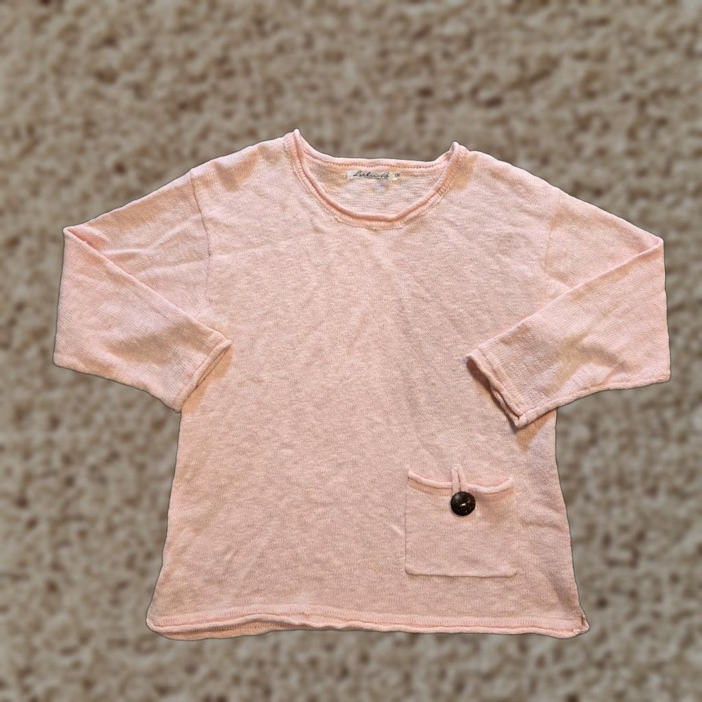 Vintage Lulu B Sweater Womens M Pink Textured Knit Round Neck Pocket Casual Basic Size M / US 6-8 / IT 42-44 - 1 Thumbnail