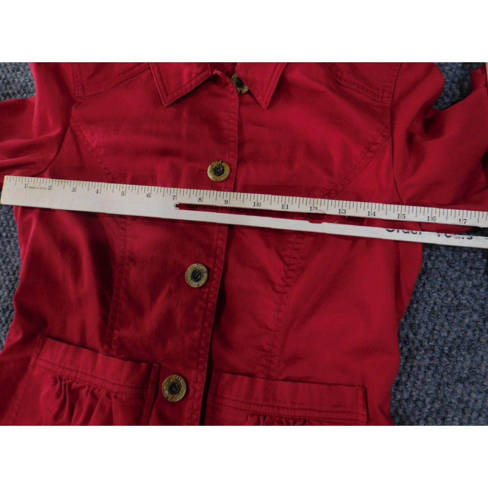 Coldwater Creek Coldwater Creek Jacket Womens Small Button Up 3/4 Sleeve Cotton Blend Pockets Red Solid Twill Vintage No Womens Menus Size S / US 4 / IT 40 - 7 Thumbnail