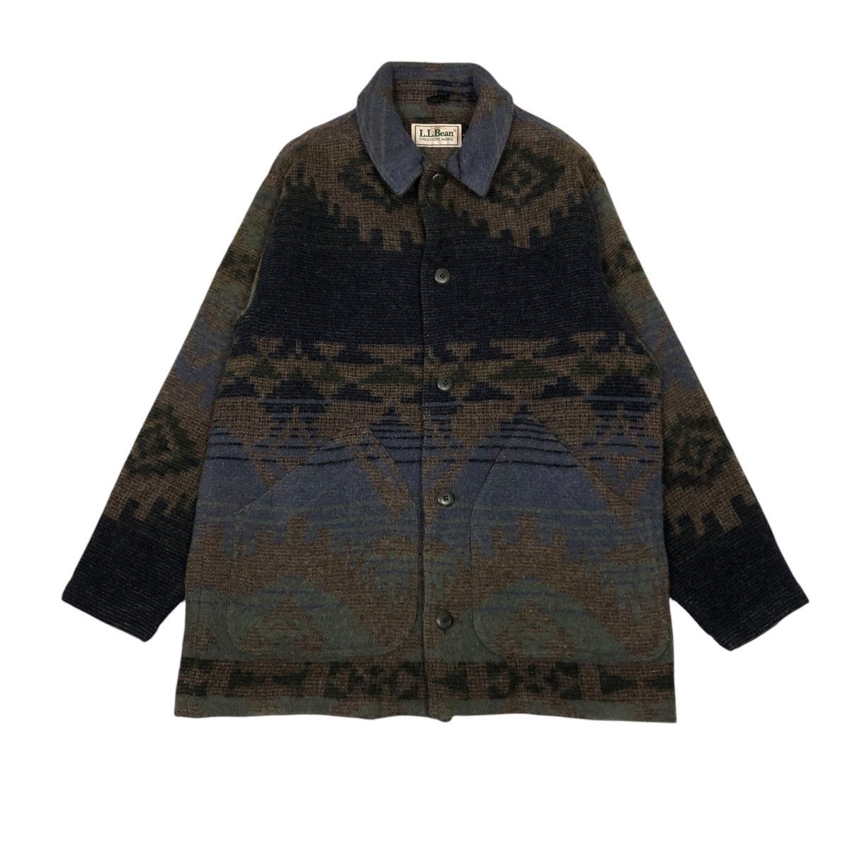 🔥VINTAGE WOOL CHORE WORK JACKET L.L.BEAN NAVAJO AZTEC NATIVE