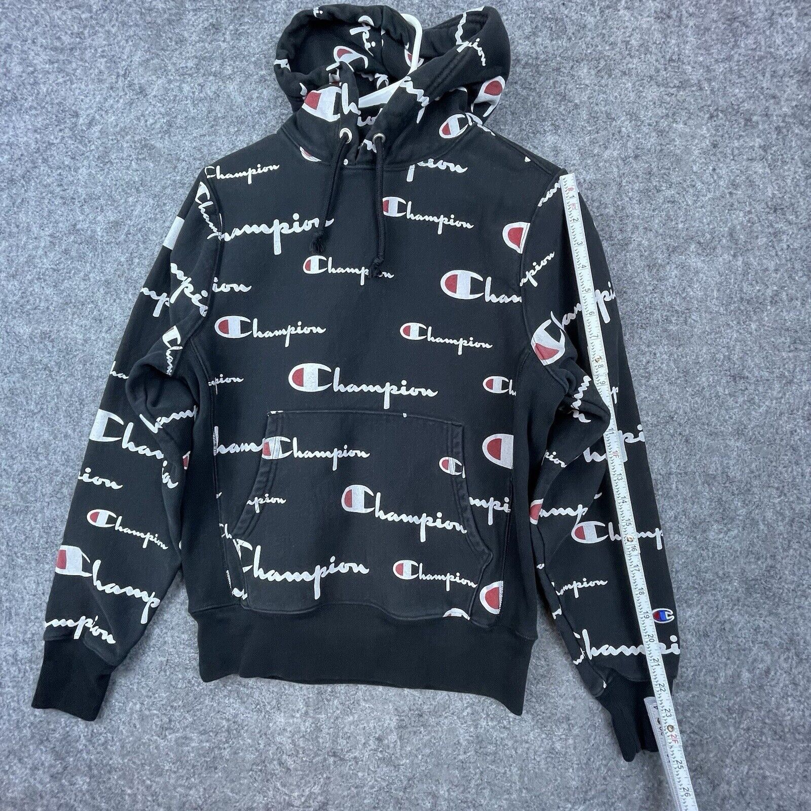 Champion Champion Reverse Weave Hoodie S Black All Over Logo Script Size US S / EU 44-46 / 1 - 5 Thumbnail
