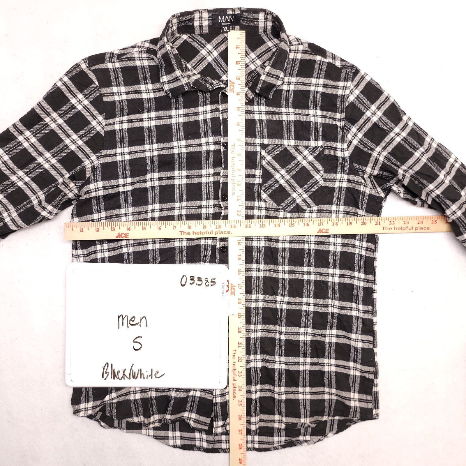 Boohoo Boohoo Man Tartan Flannel Shirt Mens Size XL Black White Size US XL / EU 56 / 4 - 6 Thumbnail
