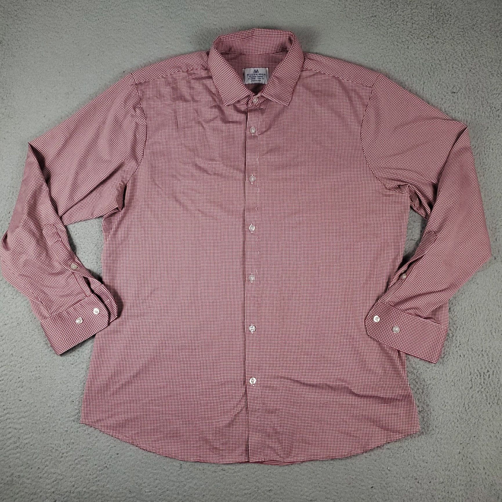 Mizzen+Main Mizzen+Main Shirt Mens 2XL Red Check Stretch Casual Button Up Long Sleeve Size US XXL / EU 58 / 5 - 2 Thumbnail