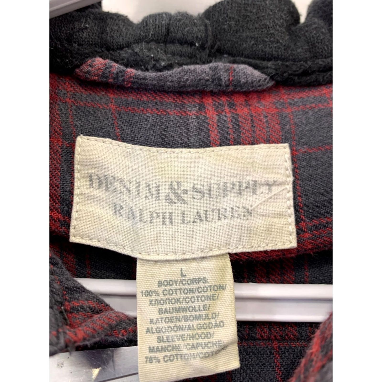Ralph Lauren Ralph Lauren Denim & Supply Plaid Hooded Flannel Shirt Jacket Black Red L Men’s Long Sleeve Button-Up Hoodie Capable of Layering Size US L / EU 52-54 / 3 - 3 Thumbnail
