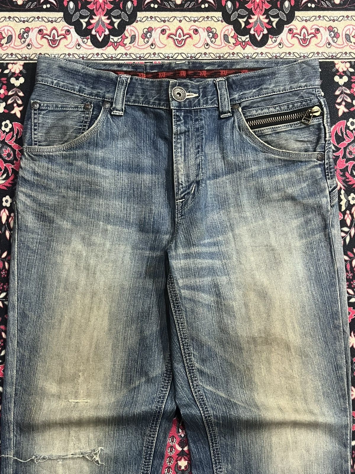 Edwin ⚡️Distressed⚡️Vintage Edwin XVS Buckle Back Mud Blue Wash Jean Size US 34 / EU 50 - 4 Thumbnail