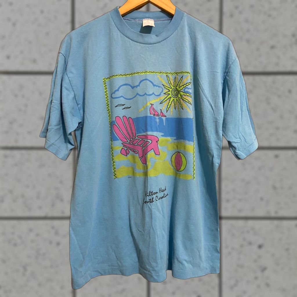 Vintage VINTAGE TNT Casual T Shirt Hilton Head Island SINGLE STITCH MADE IN USA Mens XL BLUE T-Shirt Size US XL / EU 56 / 4 - 1 Thumbnail