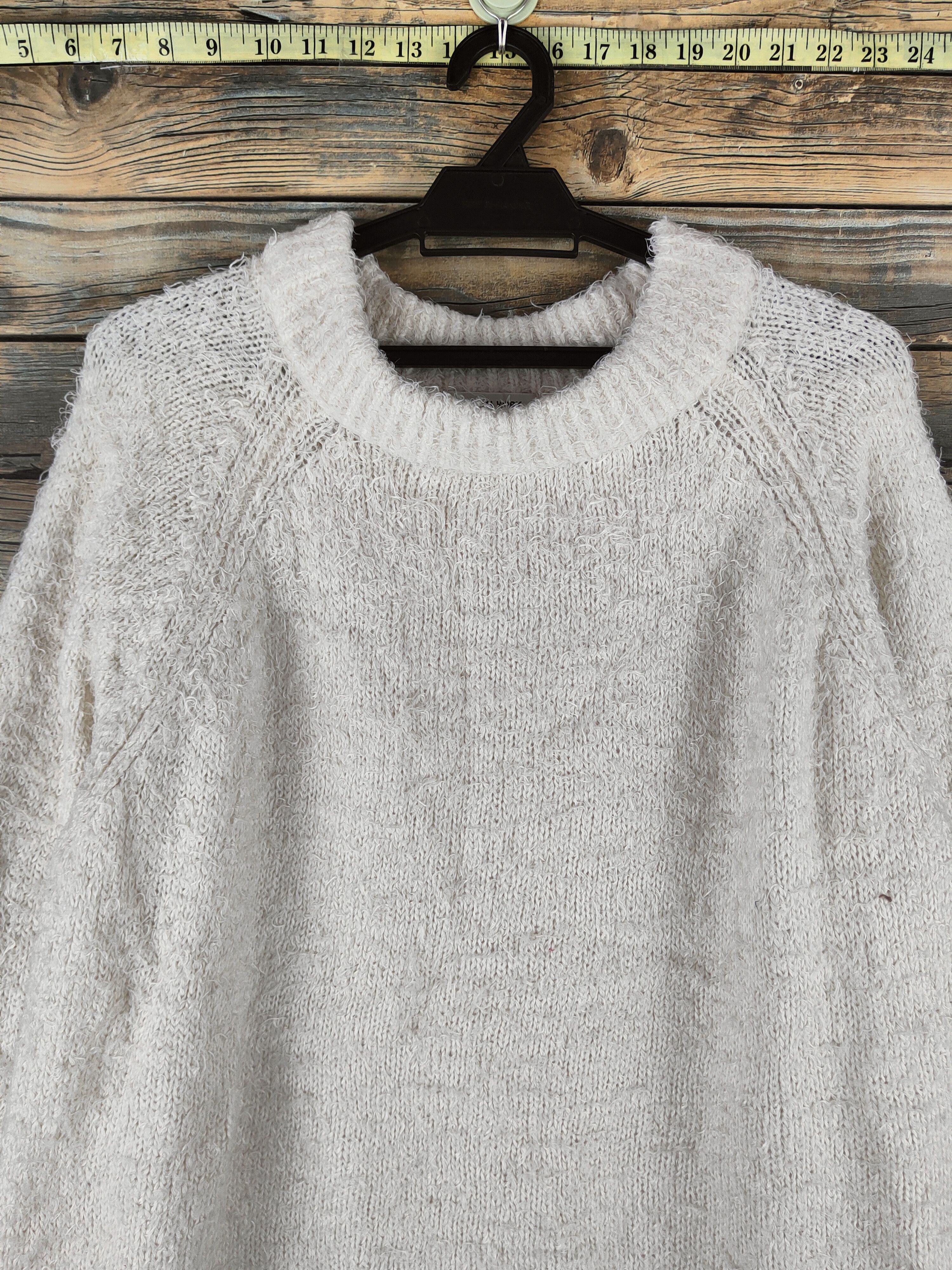 Global Work DL Global Work Cream Fur Mohair Knitwear #46-553 Size L / US 10 / IT 46 - 2 Thumbnail