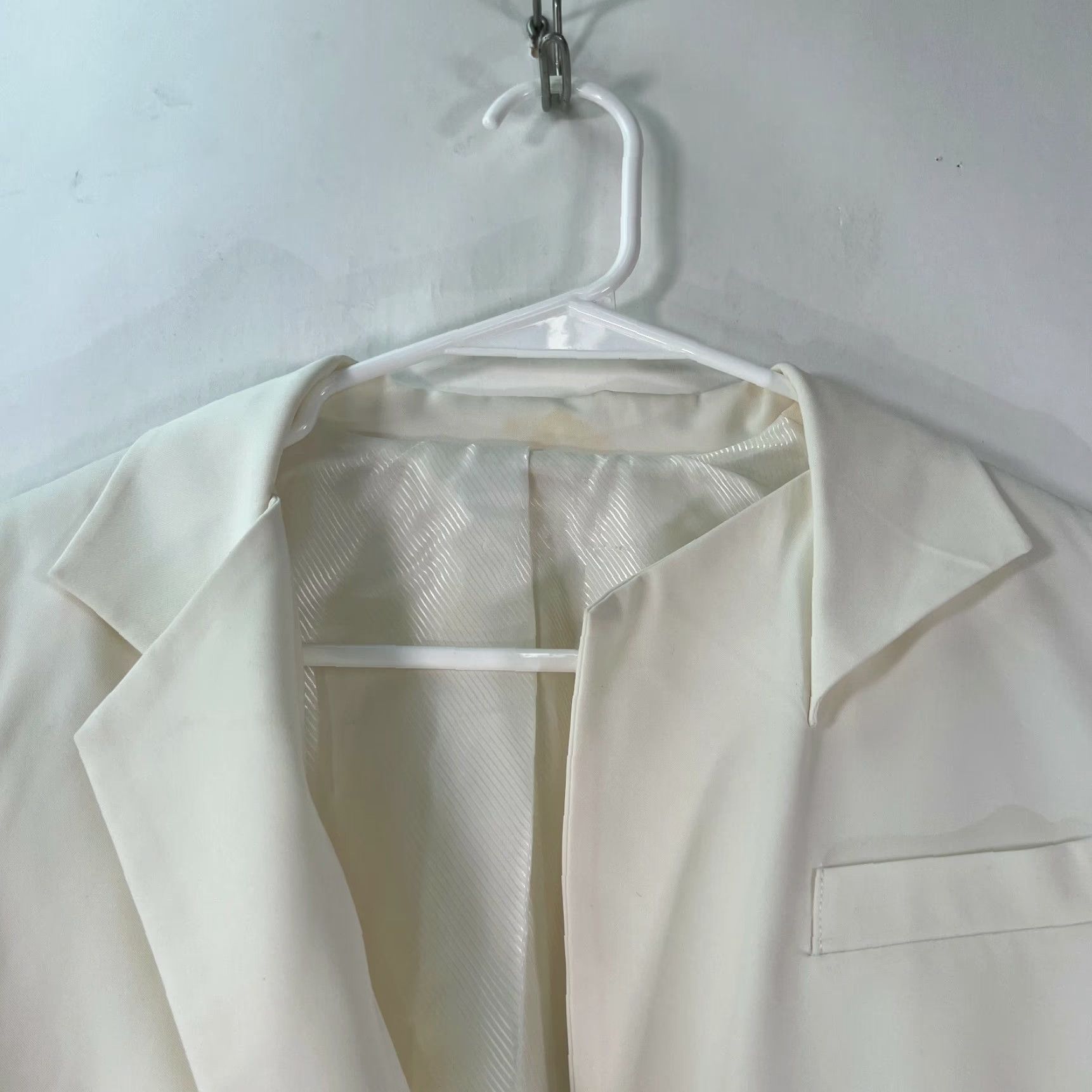 Vintage Womens Blazer Shirt Cream Formal Notch Lapel Ruched Long Sleeves Size M Size M / US 6-8 / IT 42-44 - 3 Thumbnail