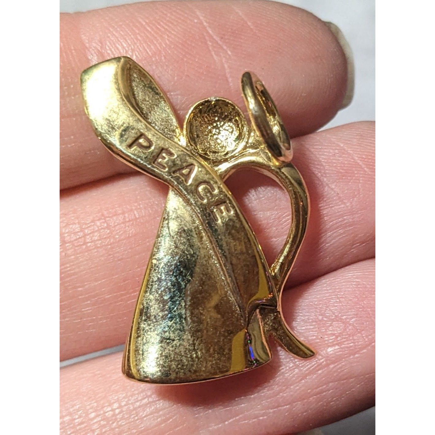 Other Peace Angel With Sash And Halo Gold Tone Brooch Size ONE SIZE - 5 Thumbnail