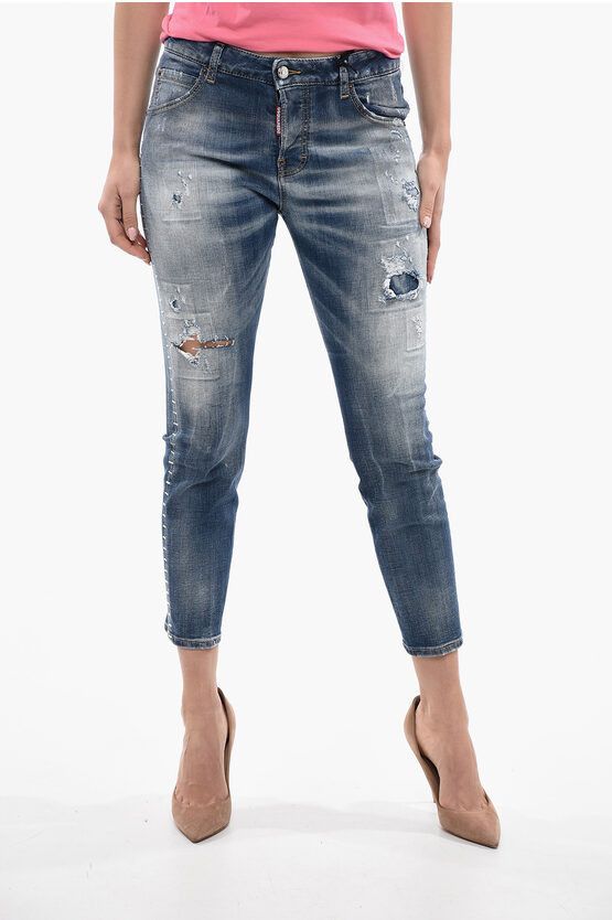 Dsquared2 og1mm0624 Studded Side Denims in Light Blue Size 30" / US 8 / IT 44 - 1 Thumbnail