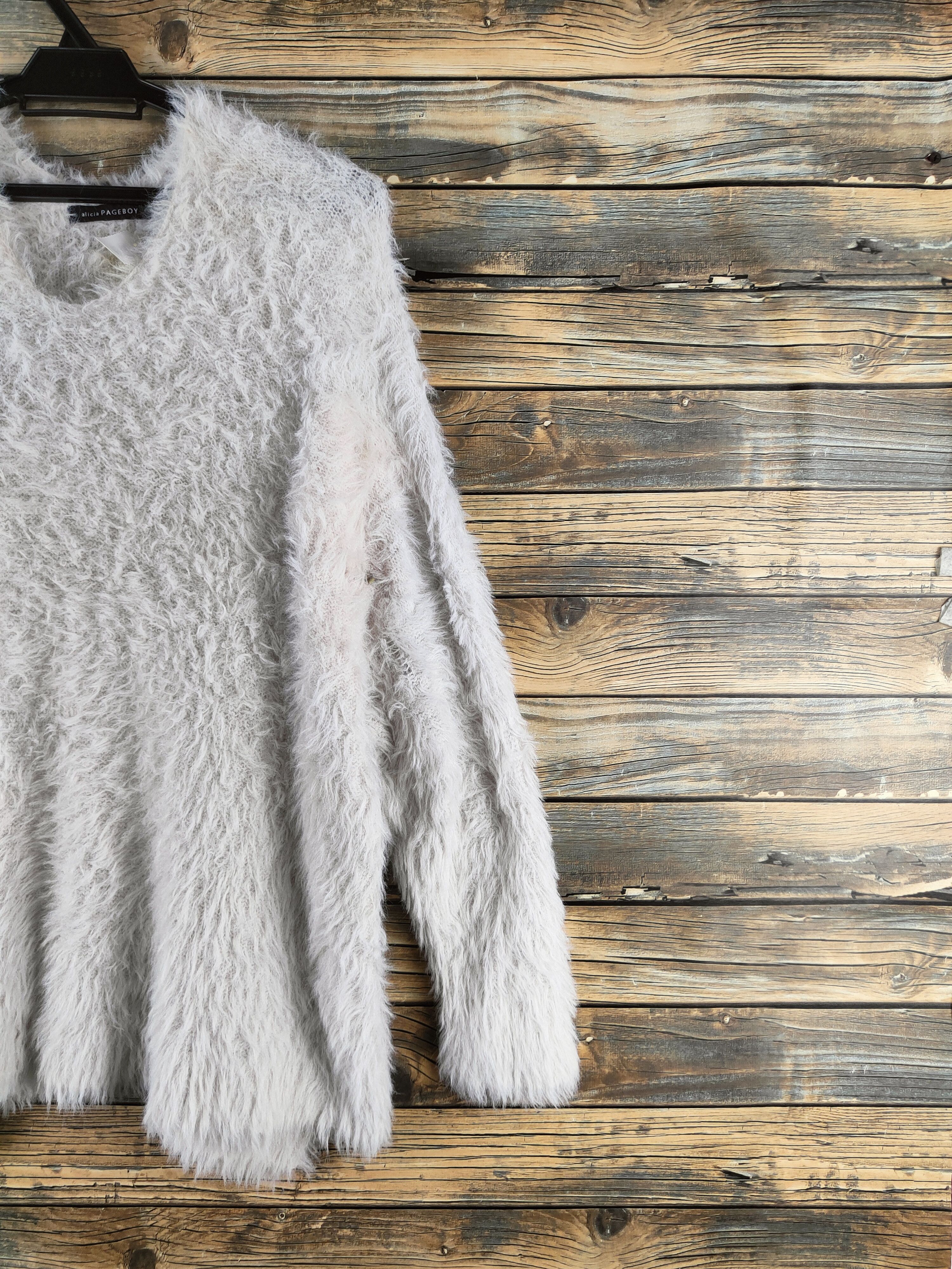 Japanese Brand DL Alicia Pageboy Gray Fur Mohair Knitwear #46-968 Size L / US 10 / IT 46 - 6 Thumbnail