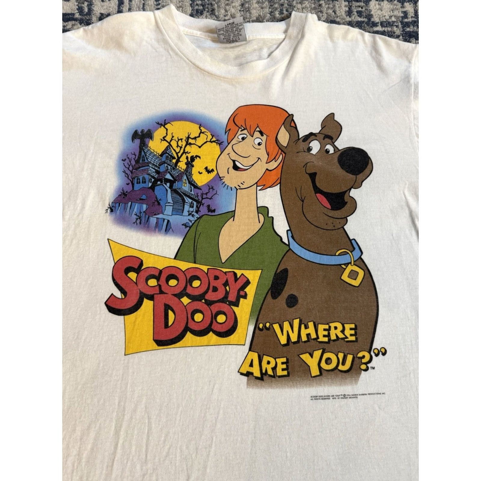 Vintage VINTAGE Stanley DeSantis Scooby-Doo Where Are You? T Shirt Shaggy 1994 90s L White Mens Size US L / EU 52-54 / 3 - 2 Thumbnail