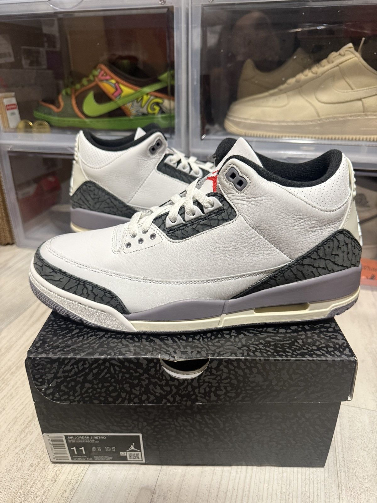 Jordan Brand Air Jordan 3 Retro Cement Grey Size US 11 / EU 44 - 1 Thumbnail