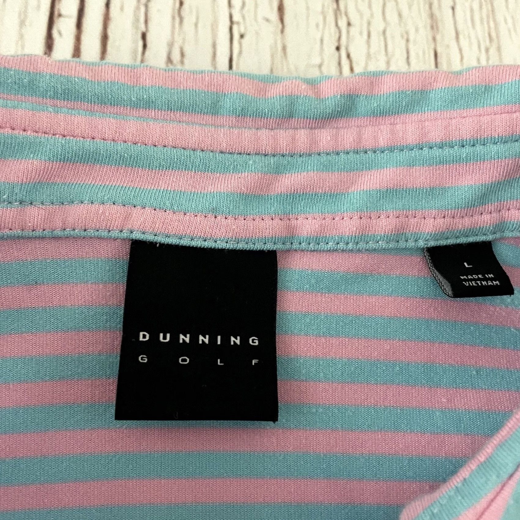 Vintage Dunning Striped Short Sleeve Polo Mens Large Blue Pink Shirt Size US L / EU 52-54 / 3 - 2 Thumbnail