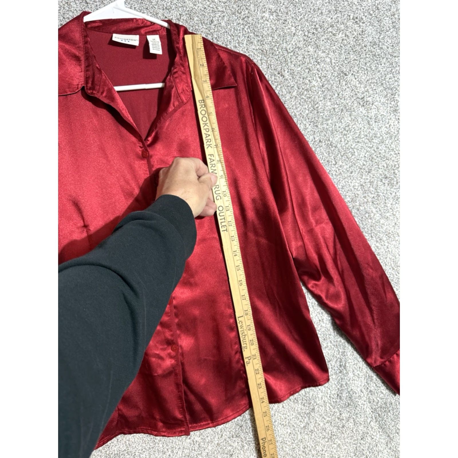 Vintage VINTAGE Covington Satin Button-Up Top Womens 12 Red 100% Polyester Business Formal Office Chic Evening Wear Romantic Size XL / US 12-14 / IT 48-50 - 3 Thumbnail