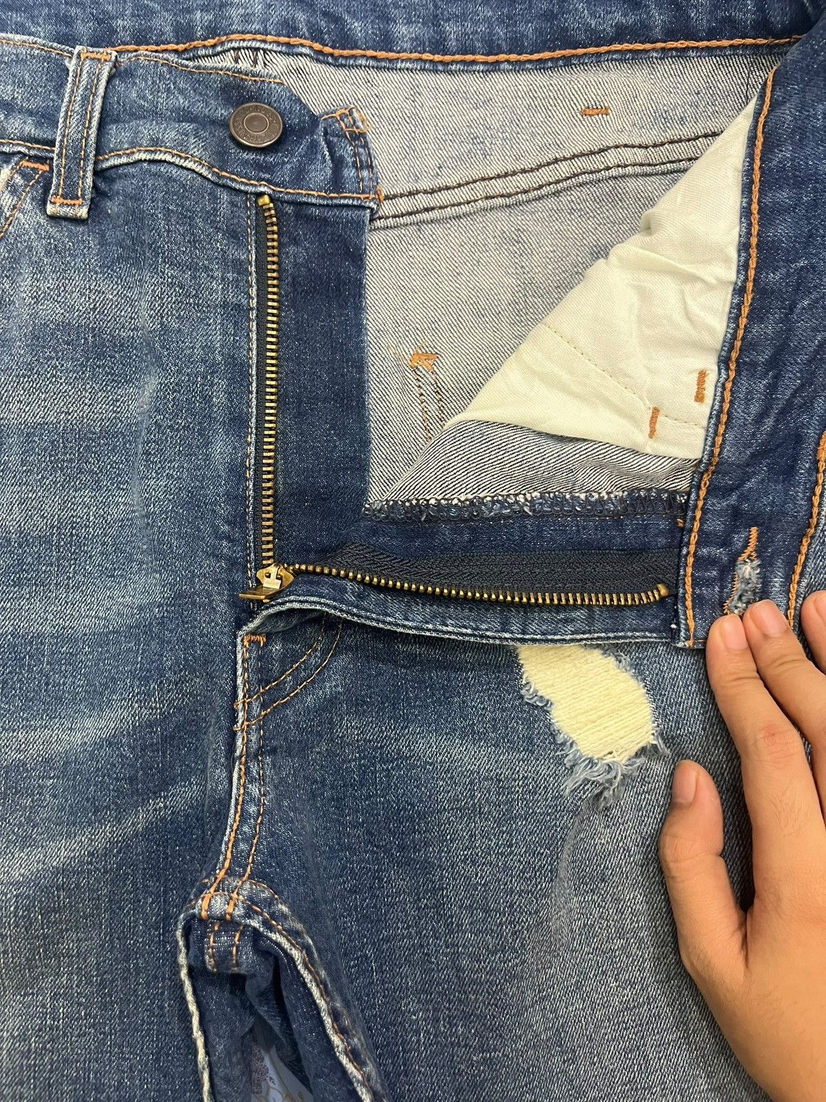 Levi's Vintage Y2K Levis 505 C Orange Tab Distress Jean Shorts Size 31" - 5 Thumbnail