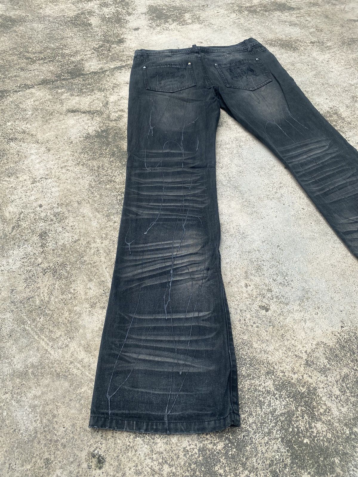 If Six Was Nine × Japanese Brand × Tornado Mart Flare Jeans Xfrm Clawmark Wax Studded Bootcut Size US 34 / EU 50 - 14 Thumbnail