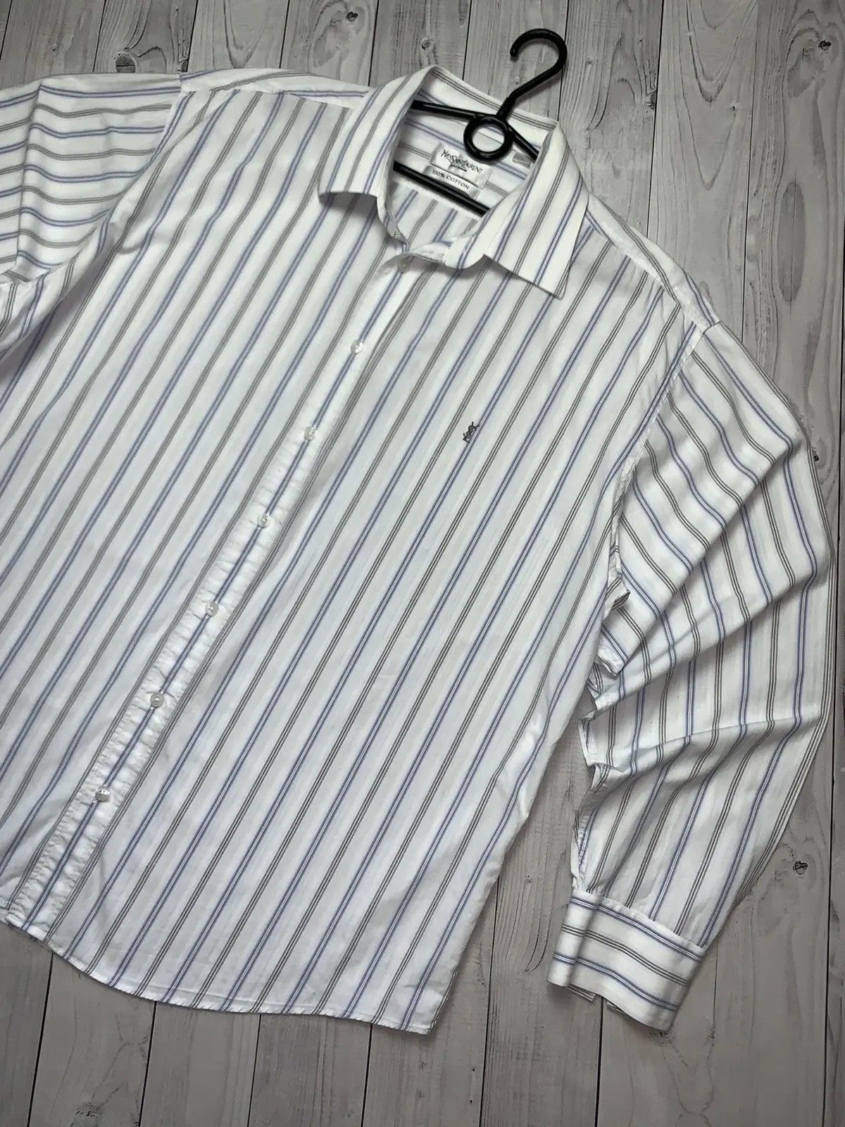 Yves Saint Laurent Vintage Yves Saint Laurent stripes shirt rare logo XL Size US XL / EU 56 / 4 - 2 Thumbnail