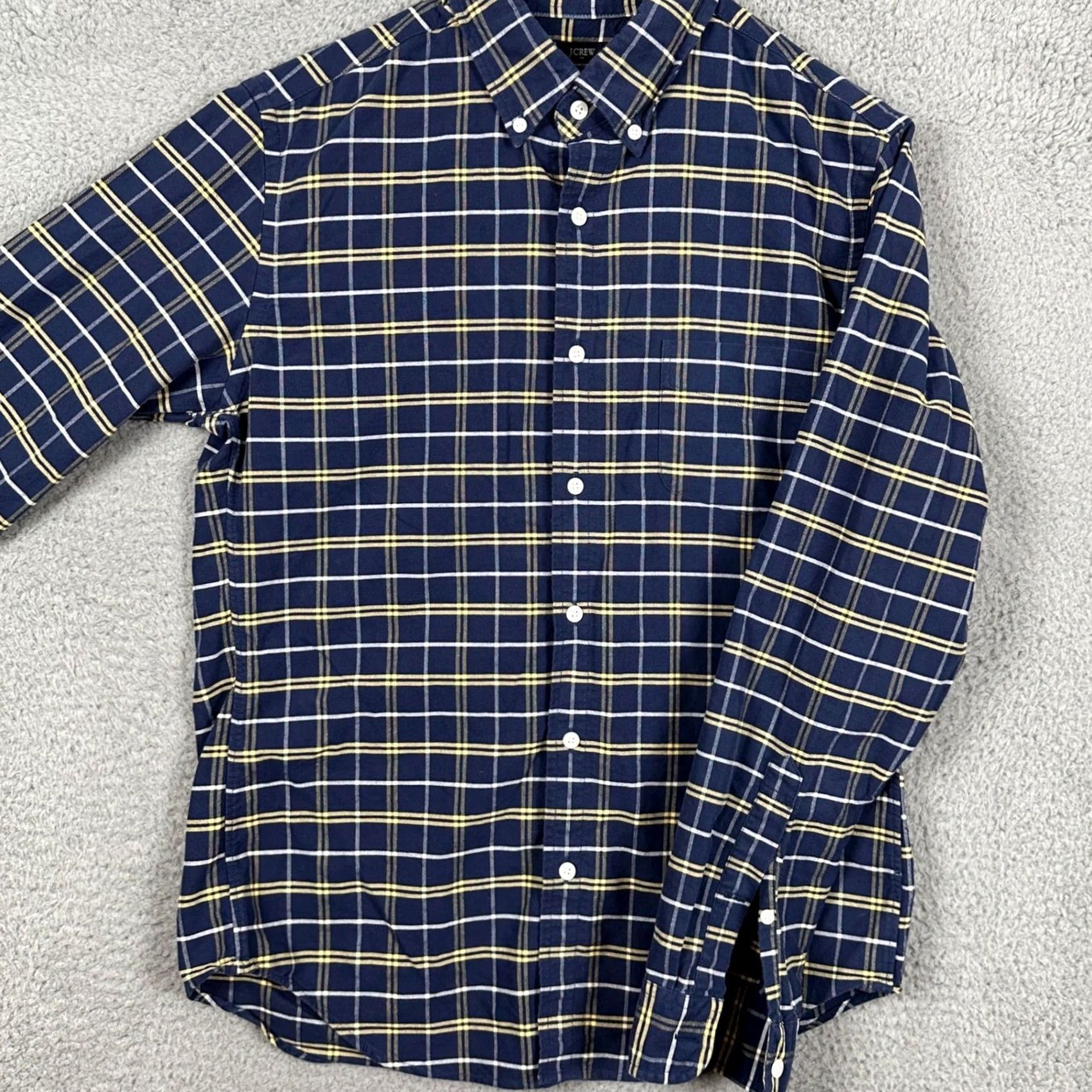 J.Crew J. Crew Oxford Shirt Button-Down Mens Medium Blue Yellow Plaid Slim Long Sleeve Shirt Size US M / EU 48-50 / 2 - 2 Thumbnail