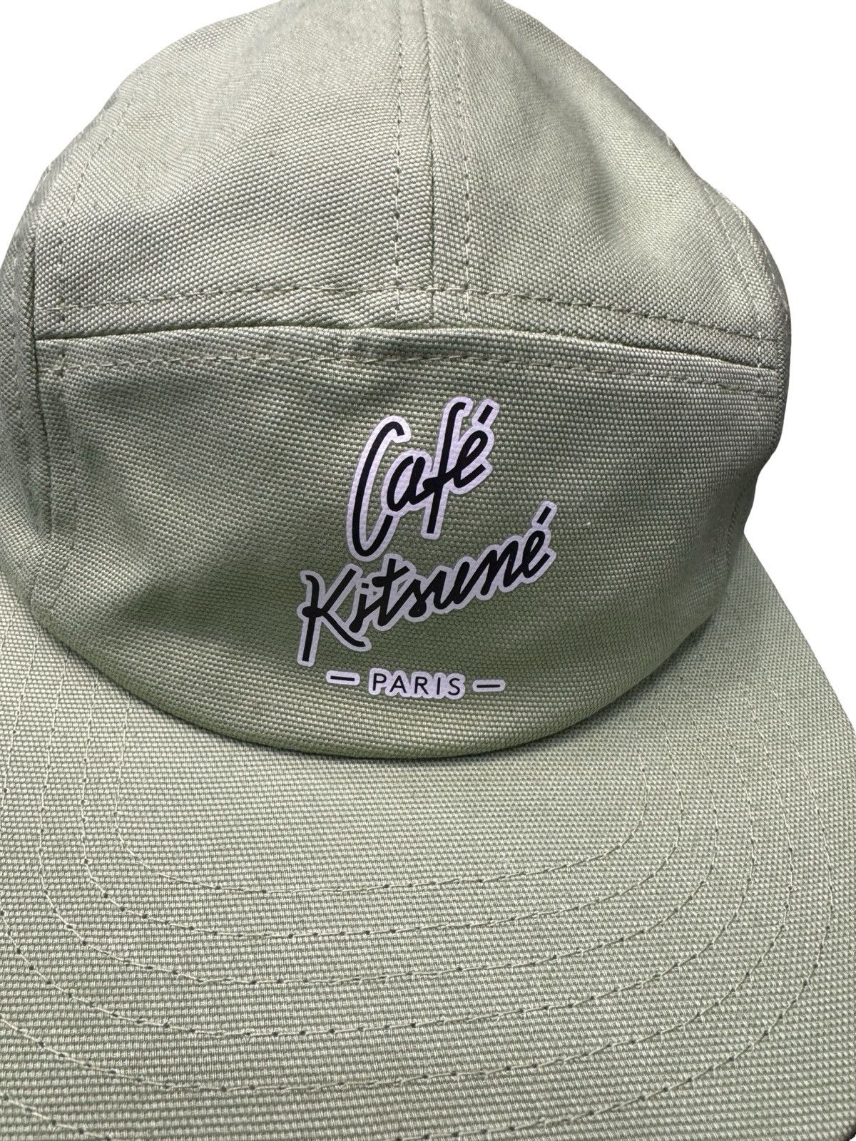 Maison Kitsune Maison Kitsuné Cafe Paris 5-Panel Baseball Cap Matcha BNWT Size ONE SIZE - 6 Thumbnail