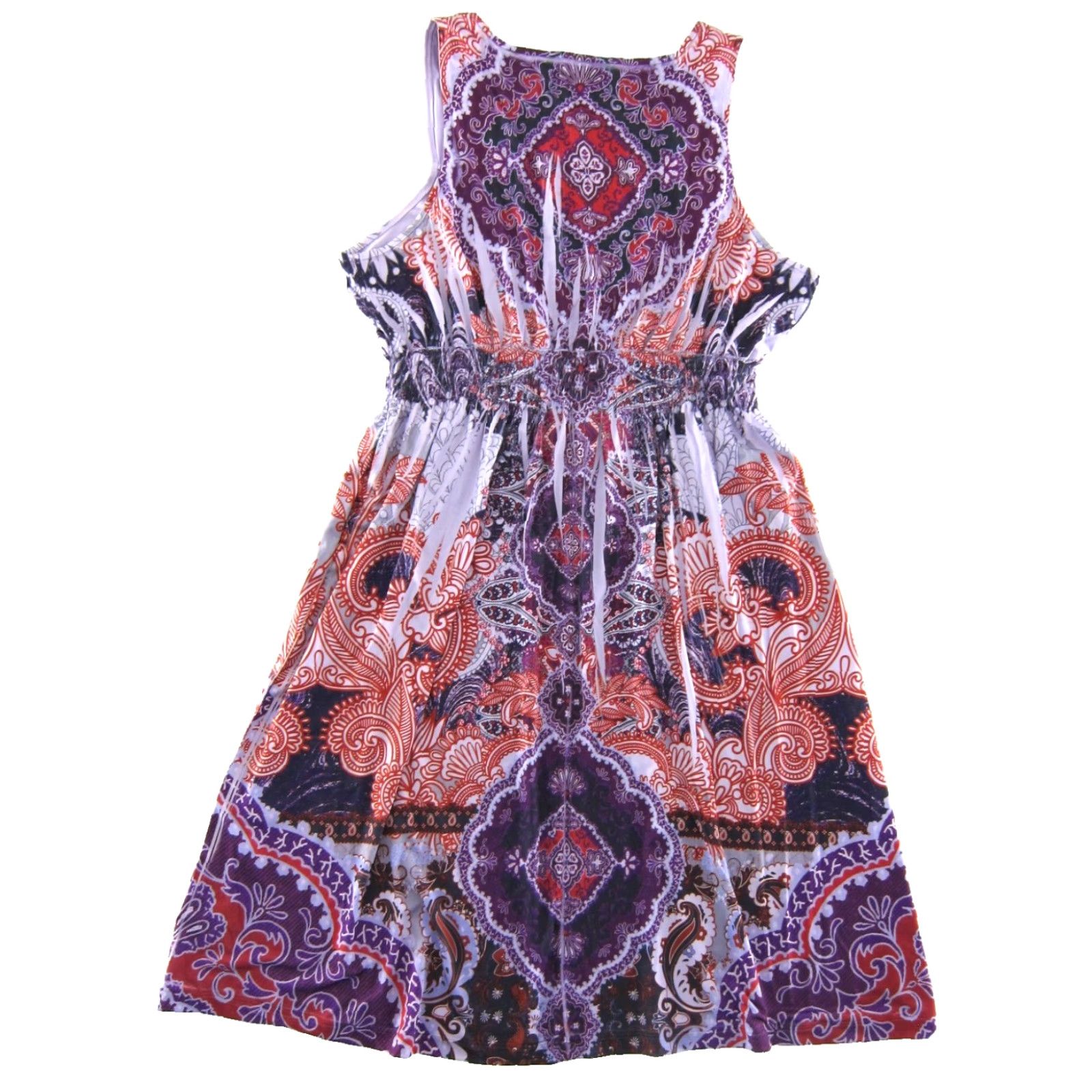 Vintage Unity World Wear Dress Large Tank Sun Purple Floral Stretch Y2K Paisley Sun Dress Large Size L / US 10 / IT 46 - 2 Thumbnail