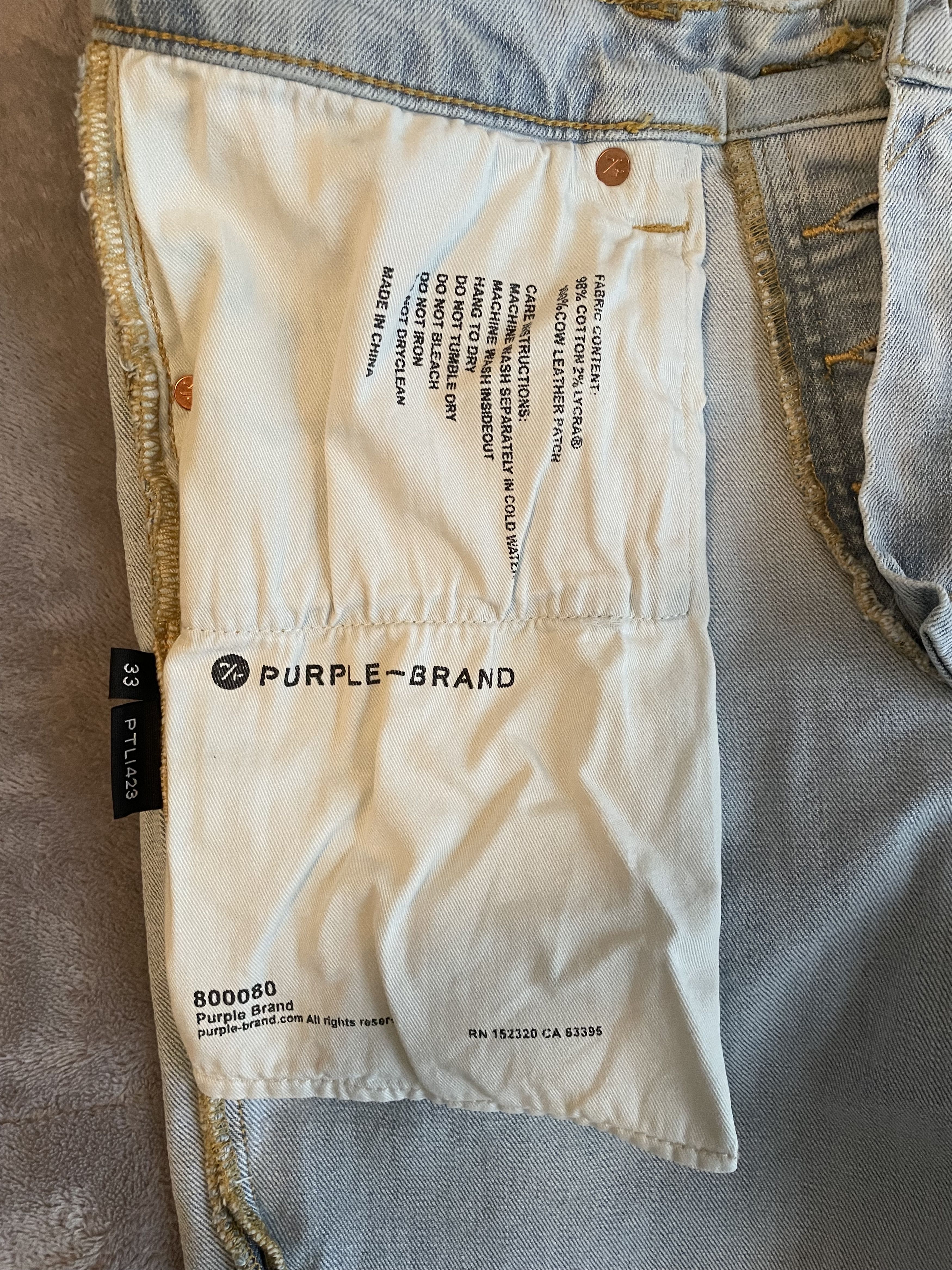 Purple Brand Purple Brand Denim P001-PTLI423-33 "Flock Painted Wordmark" Size US 33 - 14 Thumbnail