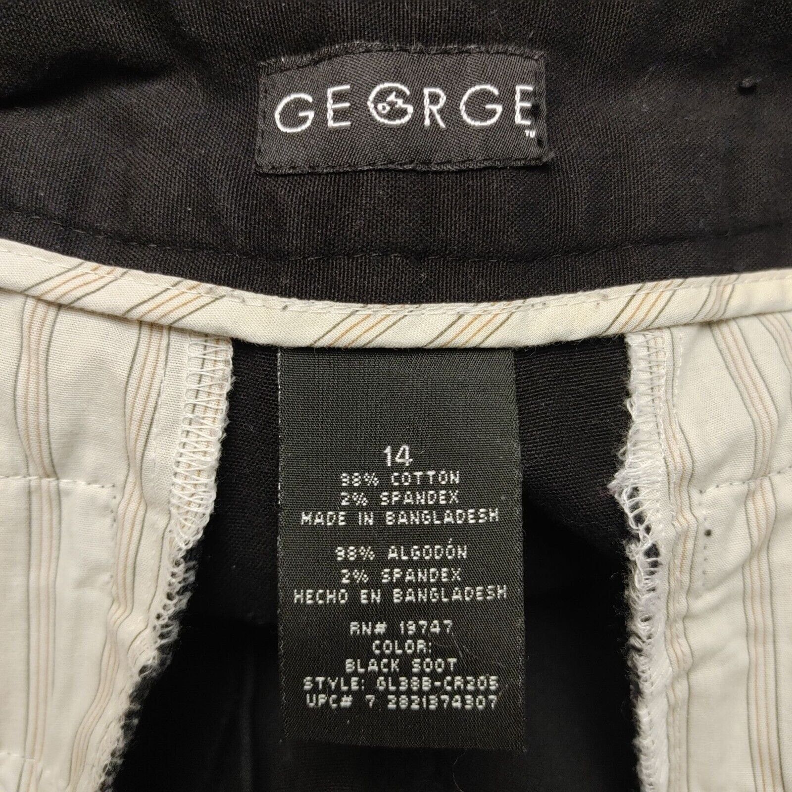 George George Women's Black Cotton Capri Dress Pants 14 Size 36" / US 14 / IT 50 - 3 Thumbnail