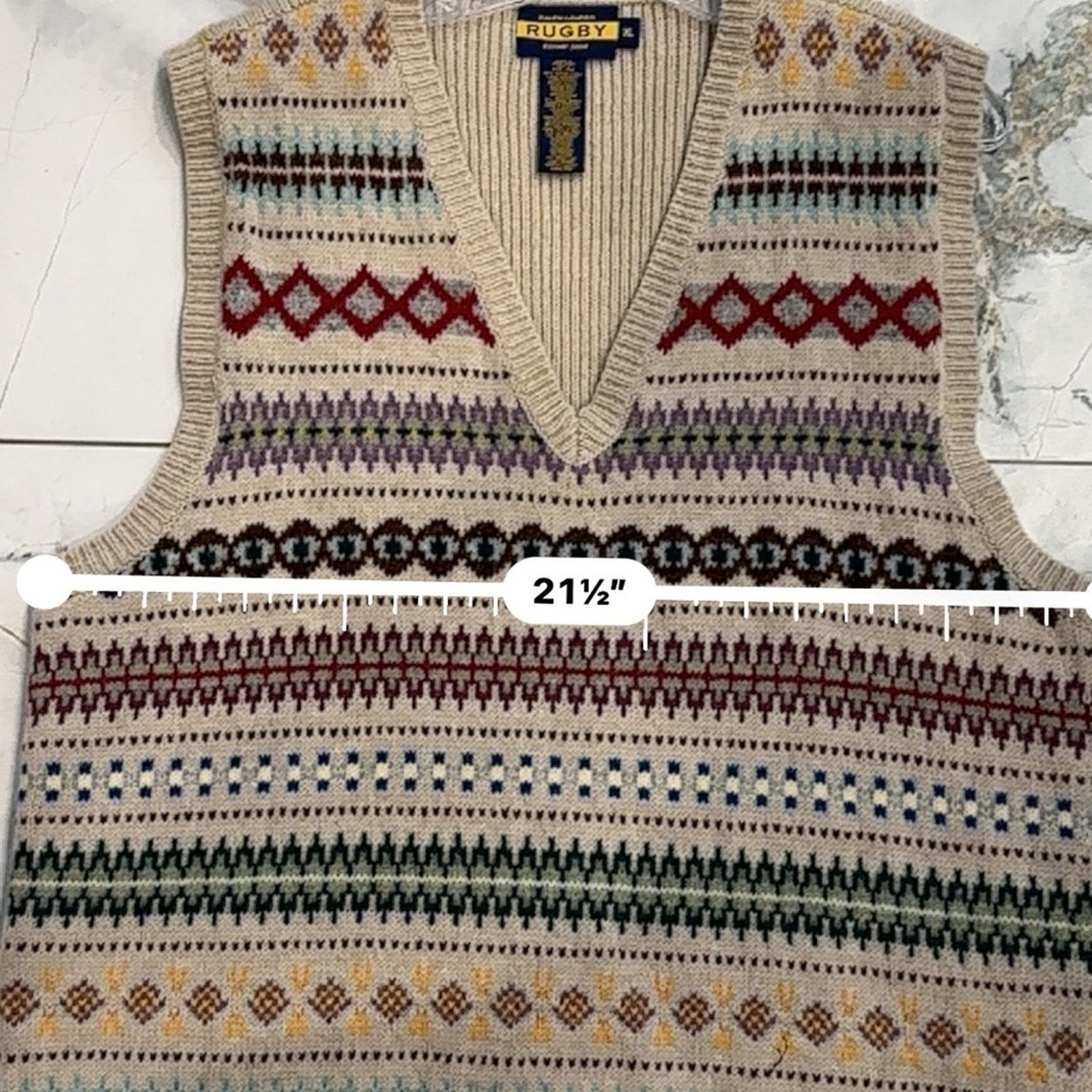 Ralph Lauren RUGBY Ralph Lauren | XL Fair Isle Sweater Vest Wool Cashmere Size US XL / EU 56 / 4 - 10 Thumbnail