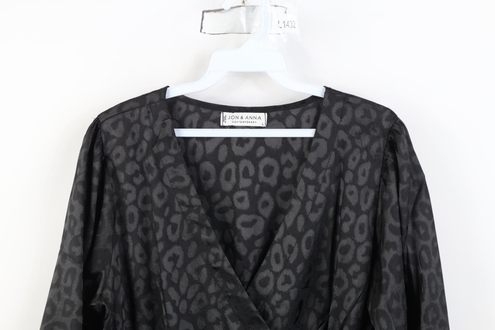 Vintage Vintage 90s Y2K Babydoll Leopard Cheetah Shirt Top Black Size L / US 10 / IT 46 - 2 Thumbnail