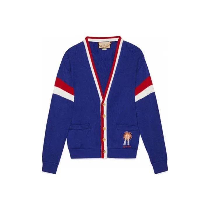 Gucci Gucci Gucci Blue Striped Knit Cardigan for Men -2506 Size US S / EU 44-46 / 1 - 1 Thumbnail