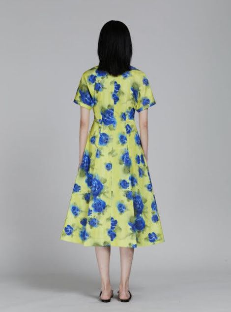 Marni oc11z0525 Floral Print Cotton Midi Dress in Multicolor Size S / US 4 / IT 40 - 2 Thumbnail