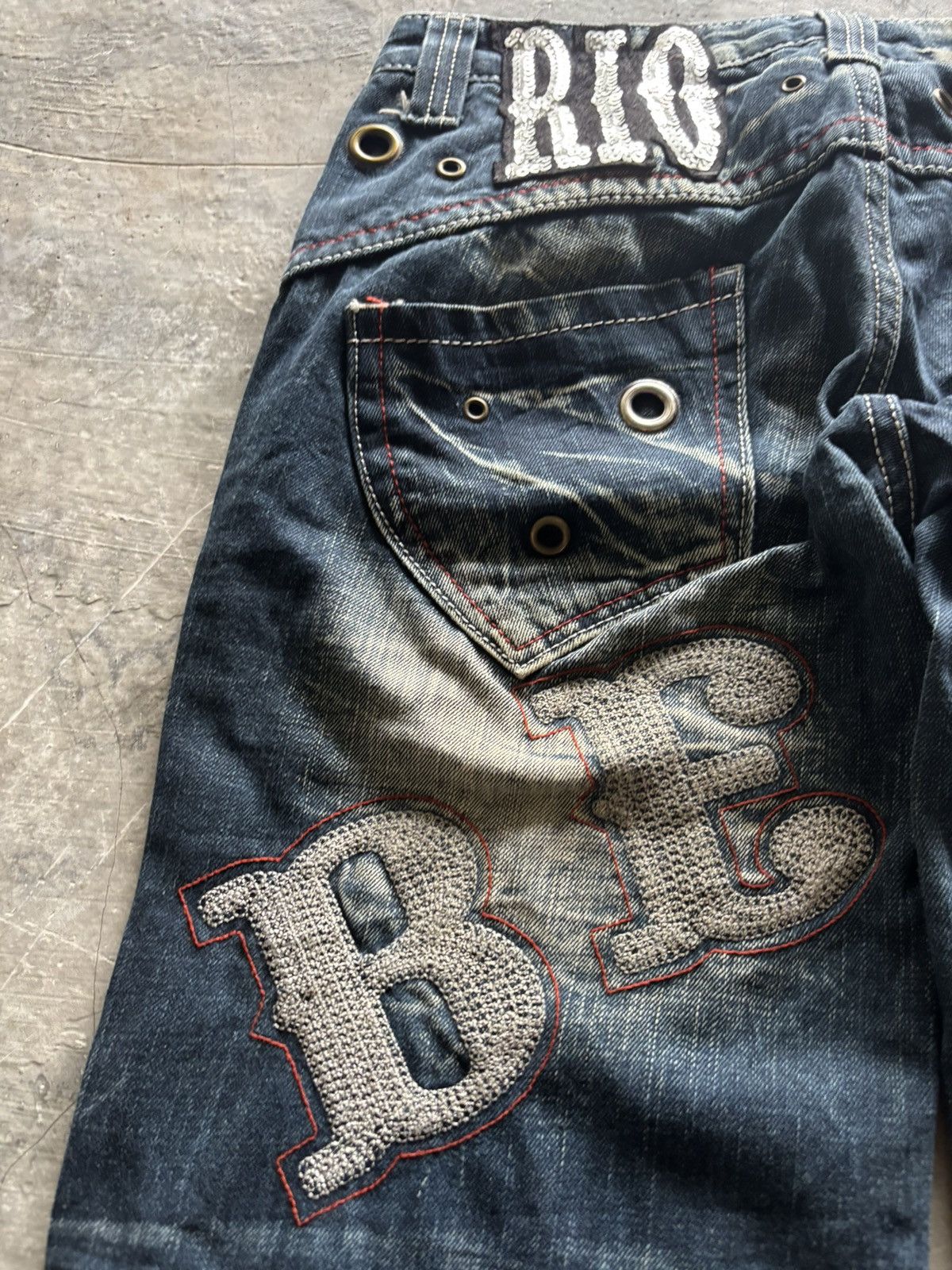 If Six Was Nine RIOBERA vintage flare jeans sick spellout back japanese punk Size US 29 - 19 Thumbnail
