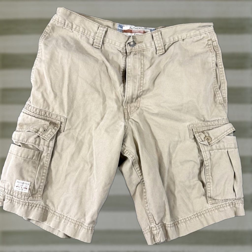 Levi's Levi's Cargo Shorts Mens W33 Khaki Beige Utility Pockets Outdoor Casual Lightweight Cotton Size US 33 - 1 Thumbnail