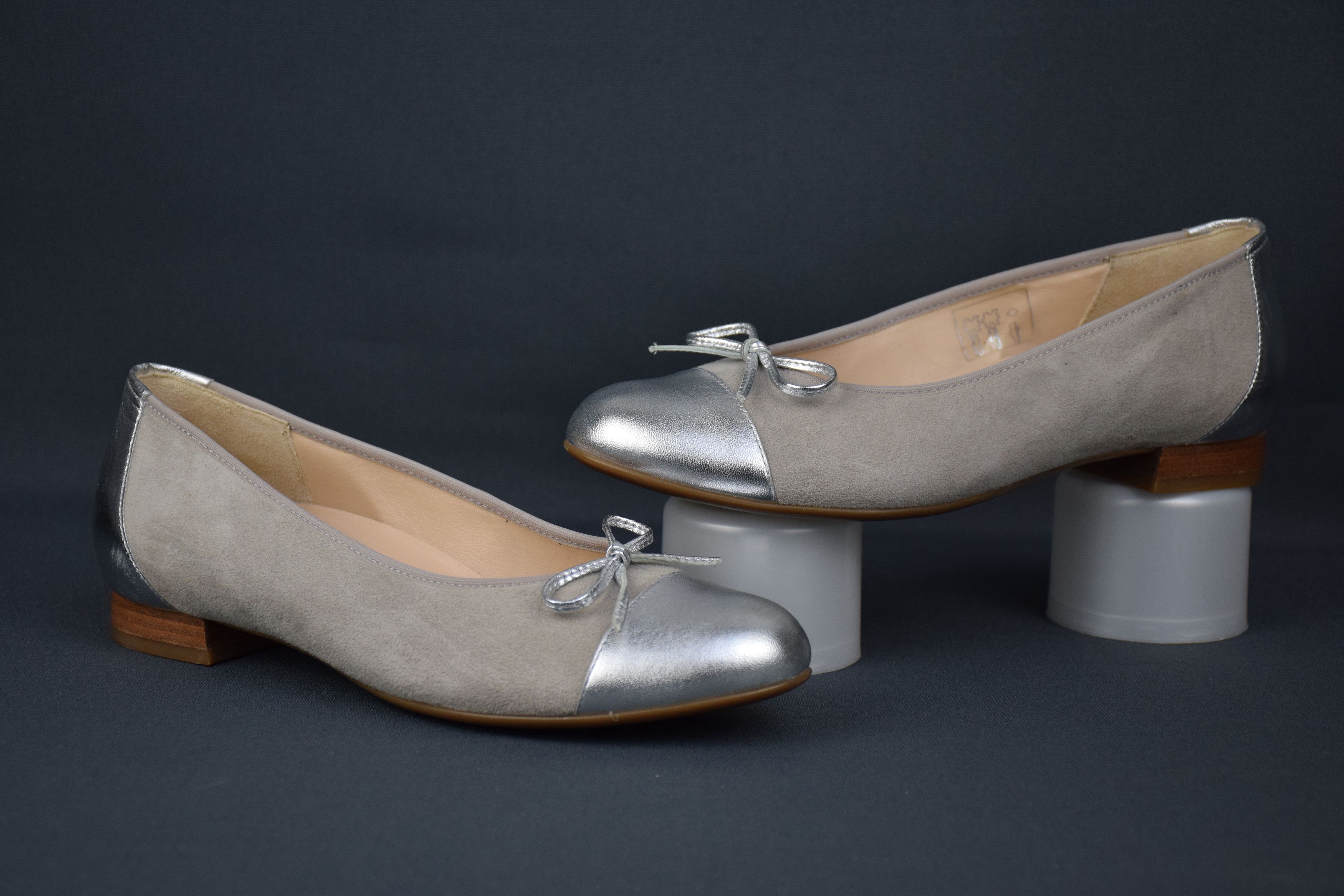 Handmade HASSIA Fermo-G Gray Bow Suede Ballet US 6 UK 3.5 Eu 37 Size US 6 / IT 36 - 4 Thumbnail