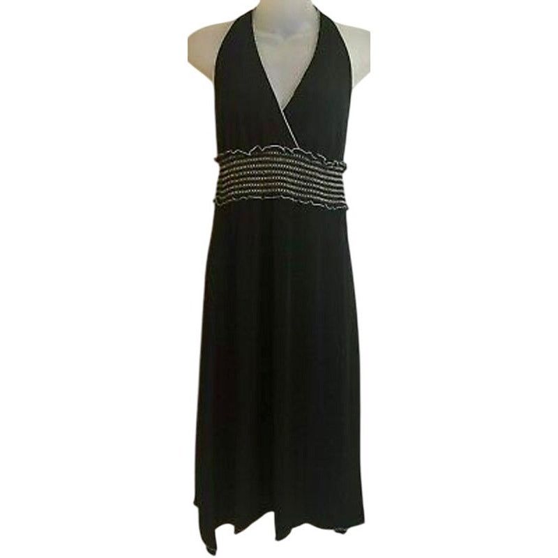 Other Studio M Black Halter Open Back White Smocked Dress S Size S / US 4 / IT 40 - 1 Thumbnail