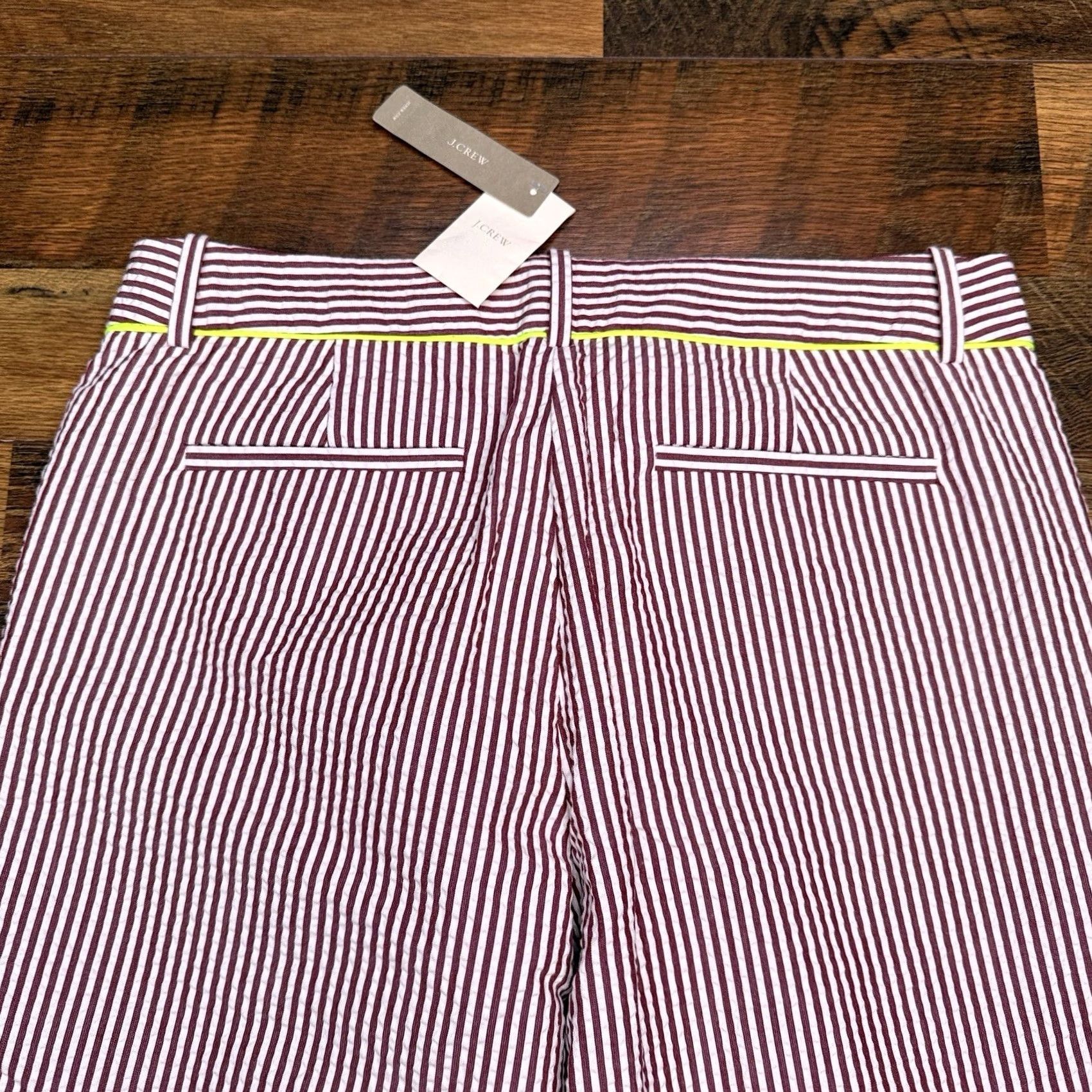 J.Crew J.CREW Capri Pants Womens 6P Seersucker Striped Zip Flat Front Cotton White Tapered Leg 23.5 Inseam Vintage No Size 28" / US 6 / IT 42 - 7 Thumbnail
