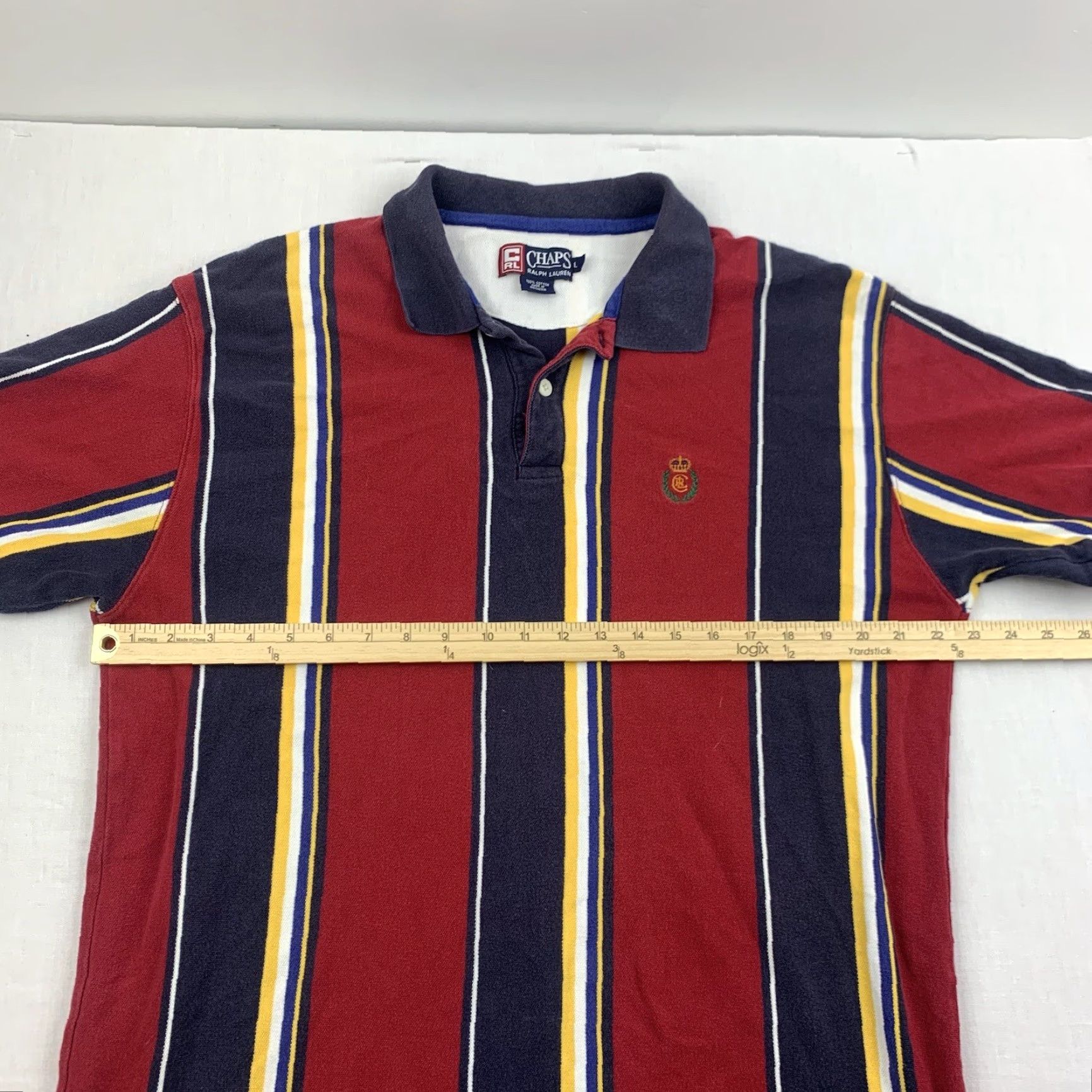 Chaps VINTAGE Ralph Lauren Chaps Polo Shirt Men Large Red Striped Collared Short Sleeve Preppy 90s Size US L / EU 52-54 / 3 - 6 Thumbnail